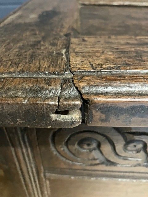 Antique Coffer Oak 17th Century  Blanket Chest Charles I / II Gothic Style Trunk photo vintage