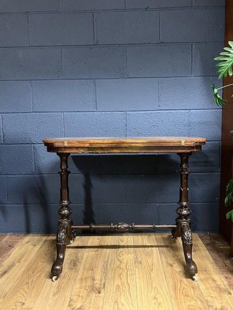 Victorian Antique Card / Games Table In Burr Walnut photo Furniture