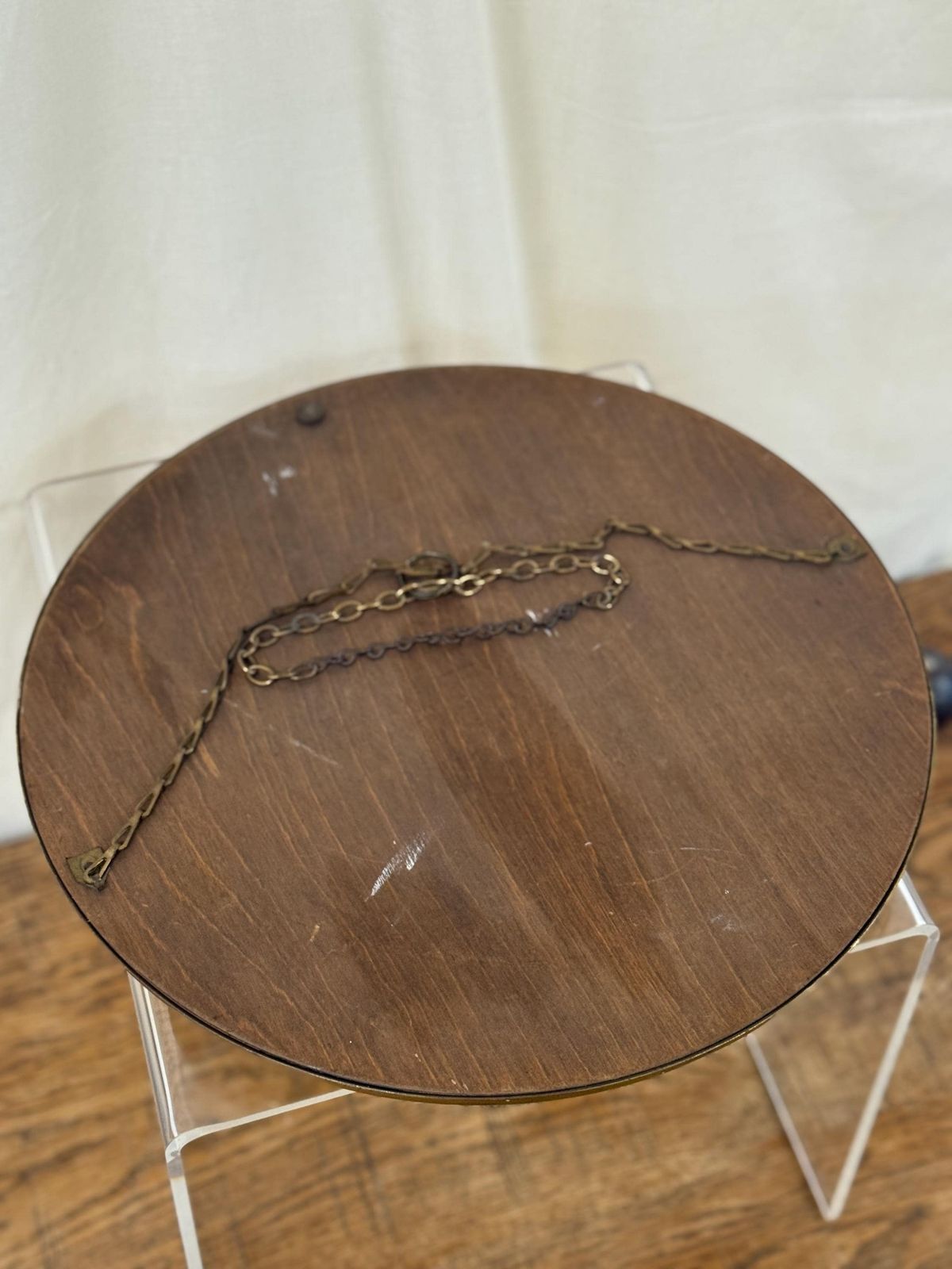Vintage Brass Porthole Convex Mirror photo vinterior
