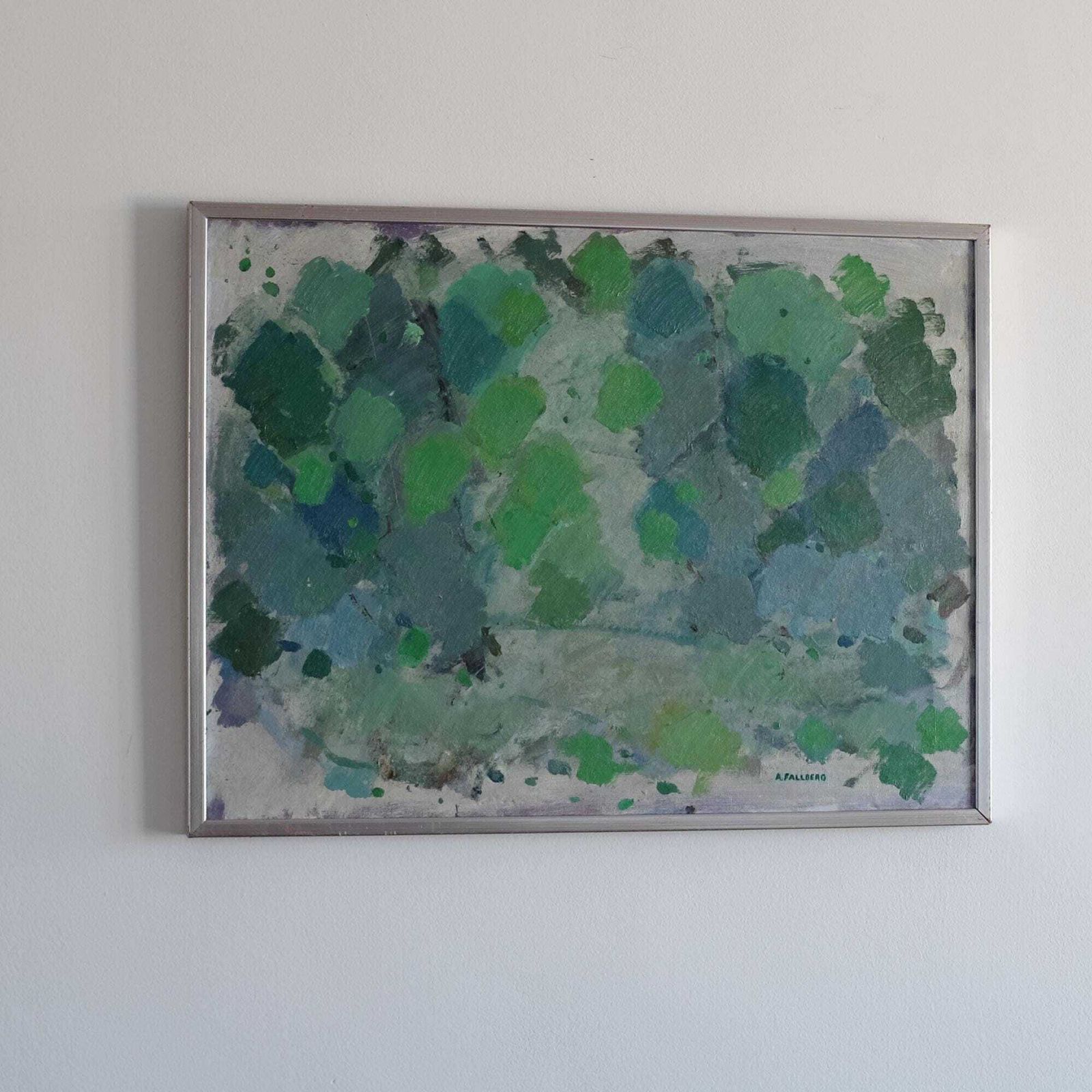 Vintage Arne Fallberg Painting, Mid Century Modern Abstract Oil Painting, Scandinavian Art