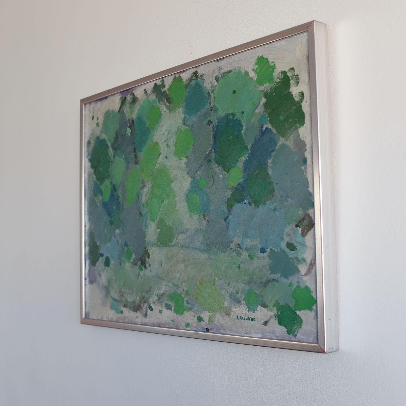 Vintage Arne Fallberg Painting, Mid Century Modern Abstract Oil Painting, Scandinavian Art photo for sale
