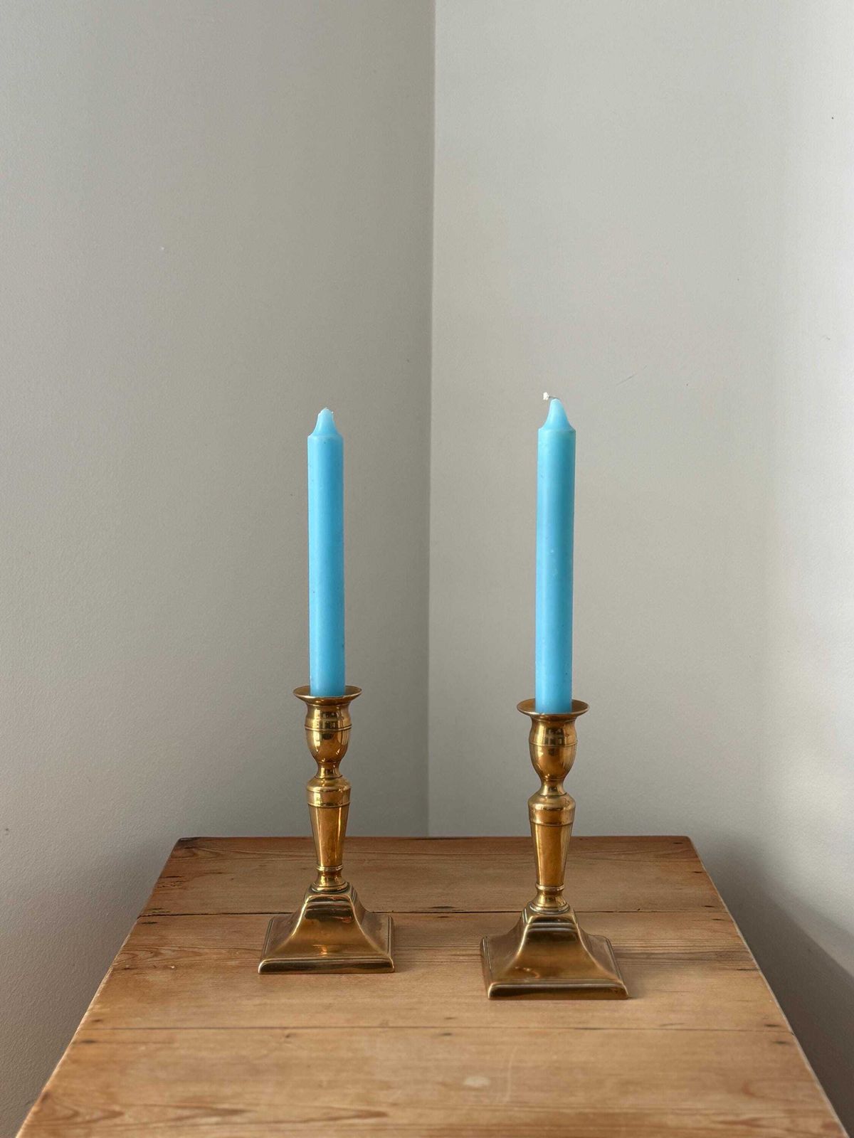 Antique Pair Of Brass Candle Holders