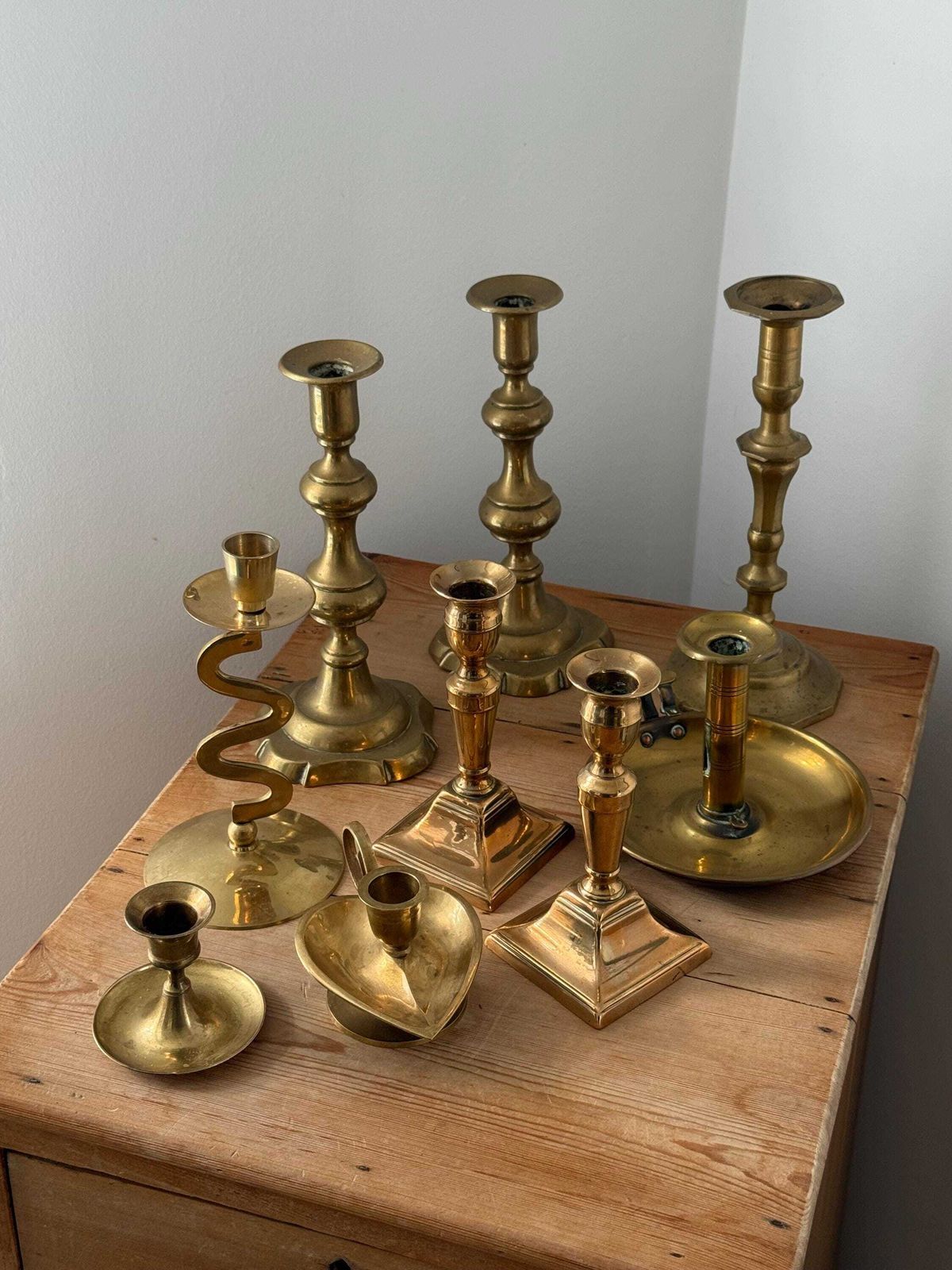 Antique Pair Of Brass Candle Holders photo 79.0
