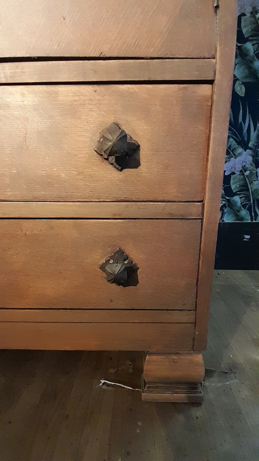 Art Deco Oak Tallboy With 2 Doors ,2 Drawers  And Original Handles photo for sale