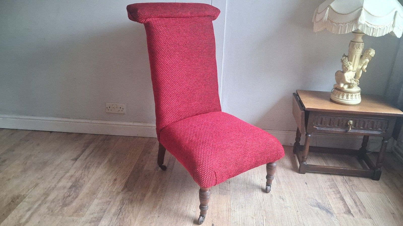 285.0 Newly Upholstered Original 19th Century Prayer Chair,Bedroom /Hall/Landing Chair photo
