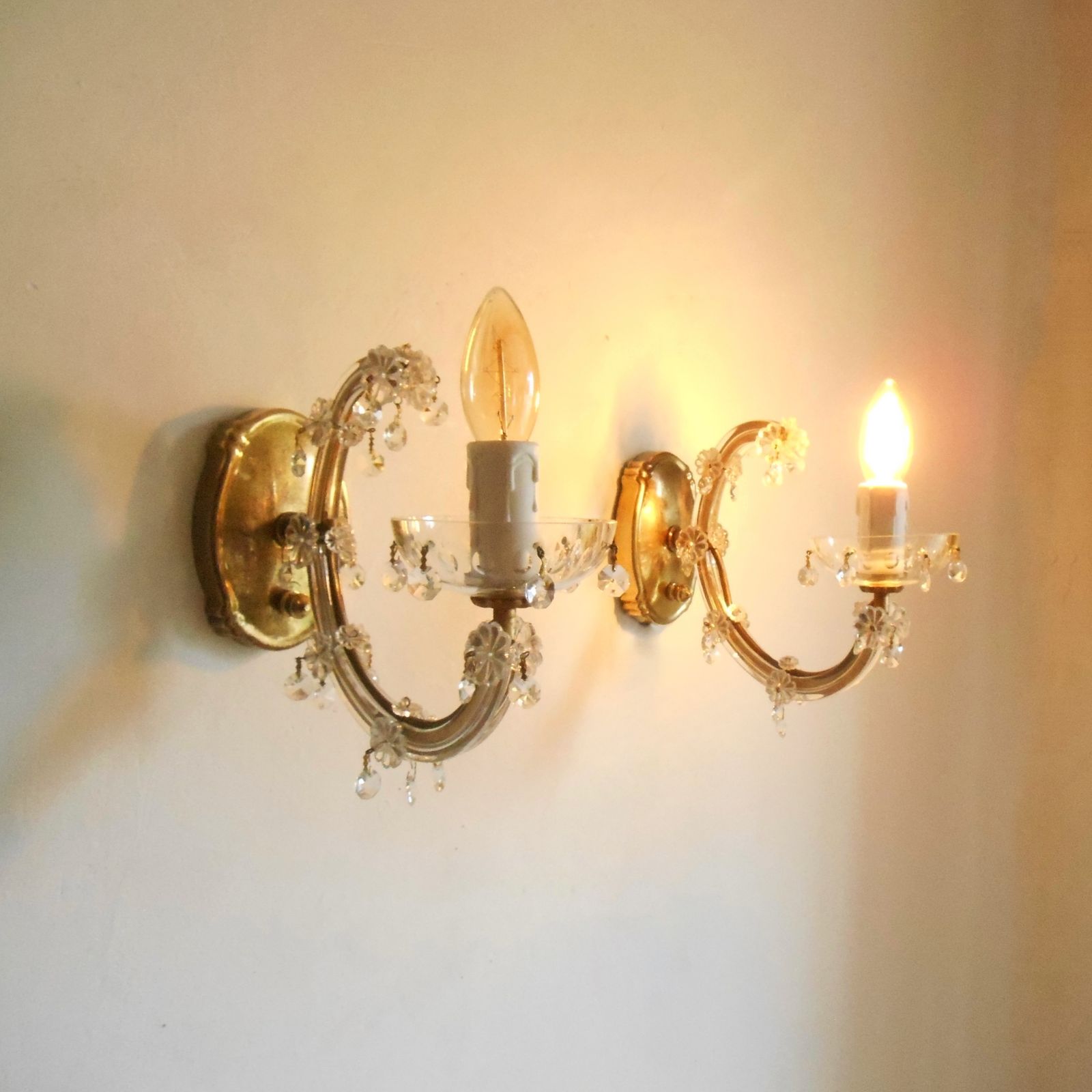 photo furniture A Pair Of Marie Therese Crystal Glass Wall Sconces