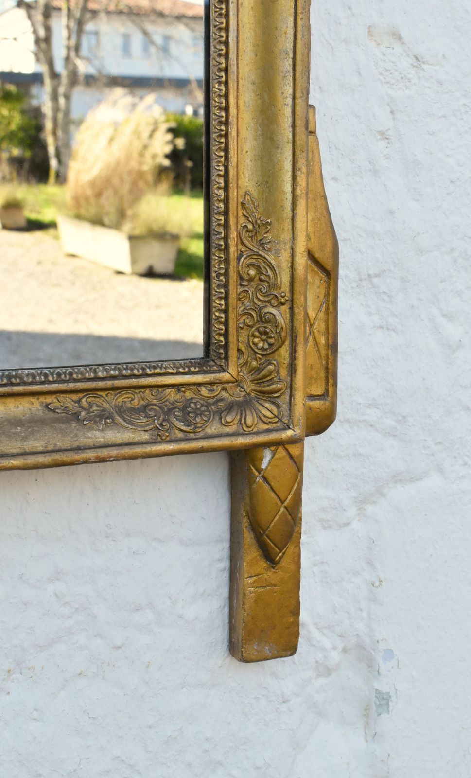 French Gilt Wood Wall Mirror Louis XVI Style, Directoire Period photo vintage