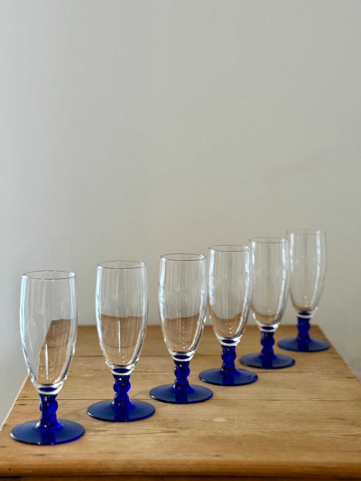 Vintage French Cobalt Blue Champagne Flutes photo 83.0