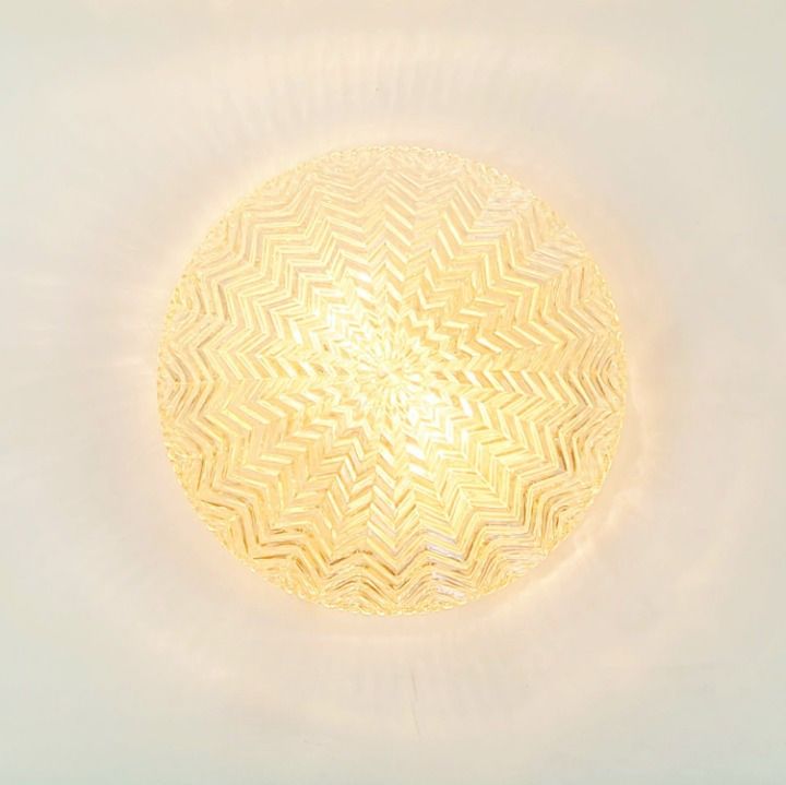 Mid Century/Art Deco Geometrische Amberkleurige Glazen Plafondlamp Van Limburg, Duitsland, Jaren 1970 photo vinterior