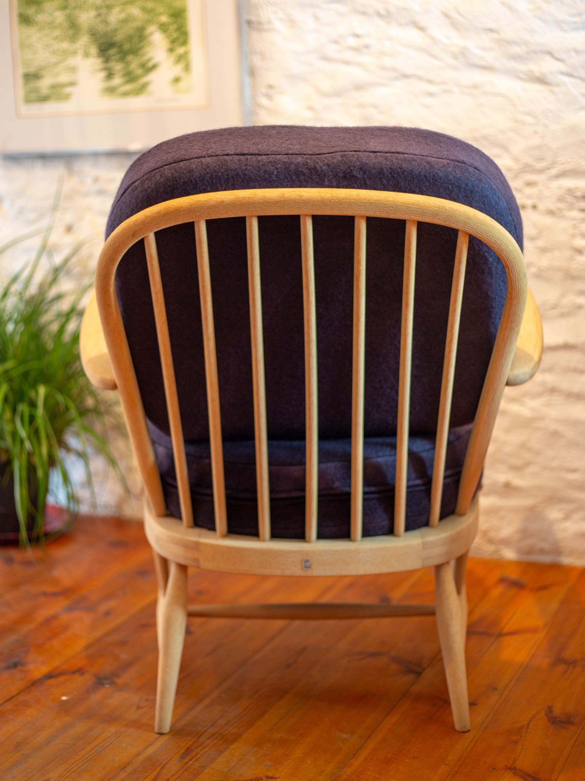 Vintage Ercol Windsor 334 Armchair Fully Restored With Hand Dyed Dark 'Ish' Grey Wool Covers photo 858.0