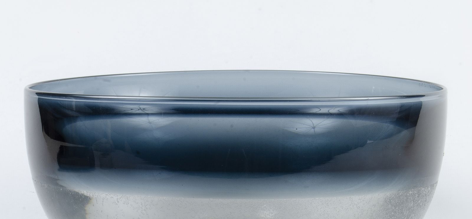 1960s Scandinavian Modern Blue Tinted Art Glass Decorative Bowl By Timo Sarpaneva, Finland photo for sale