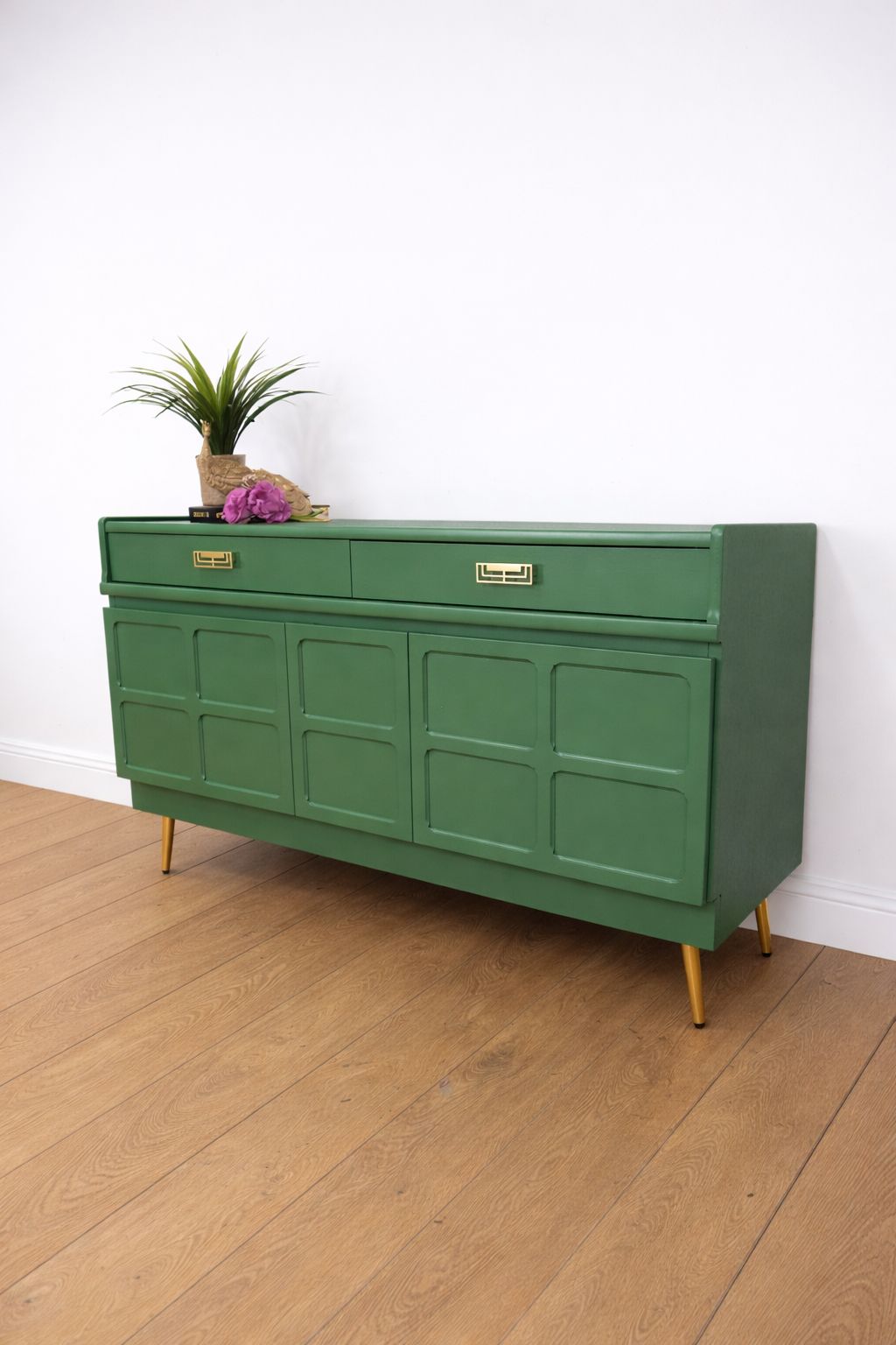 Refinished Mid Century Bright Green Nathan Drinks Sideboard Tv Stand photo 1225.0