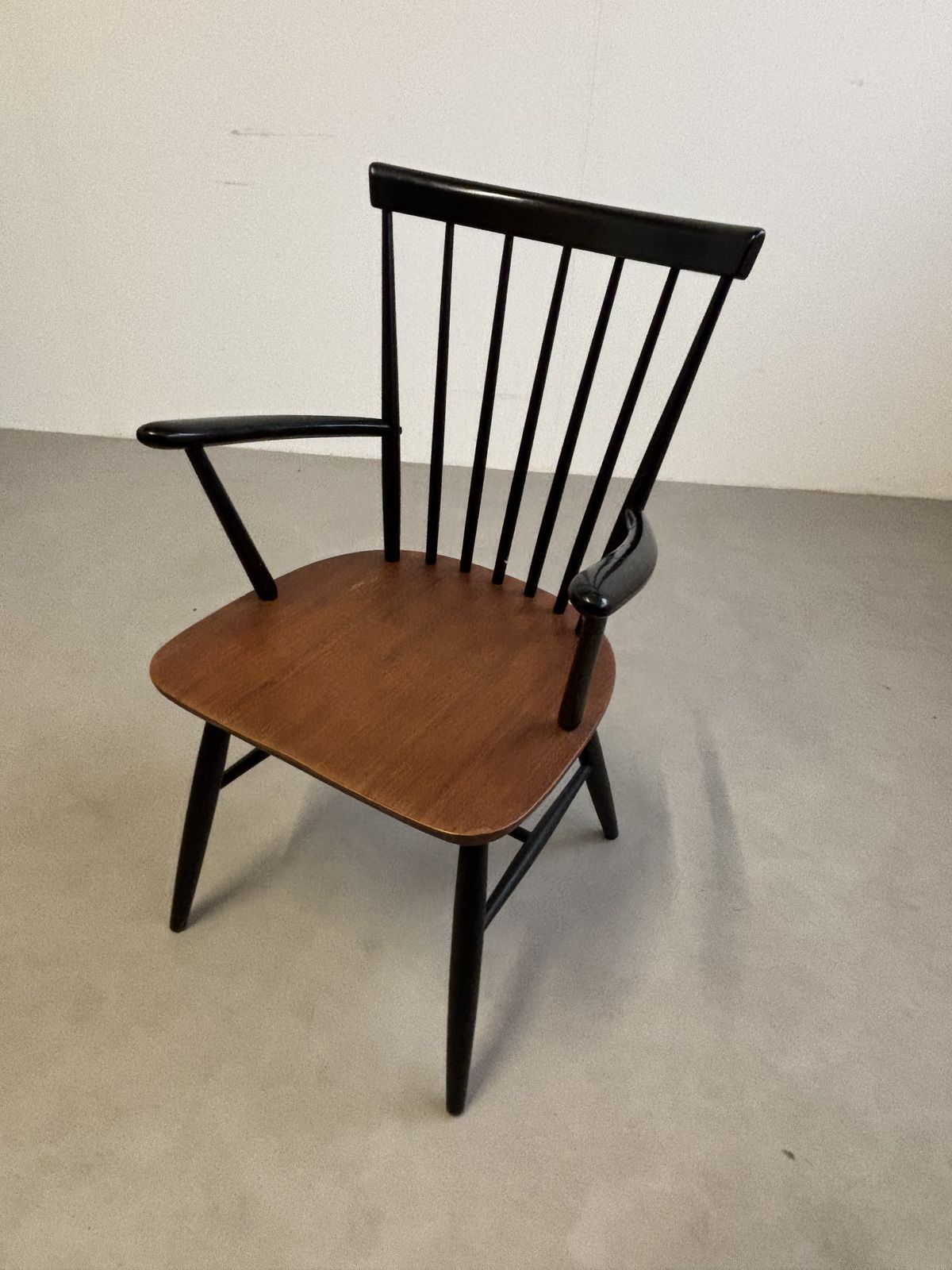 Vintage Mid Century Dutch Teak Spindle Desk Chair From Pastoe, Netherlands 1960s photo for sale