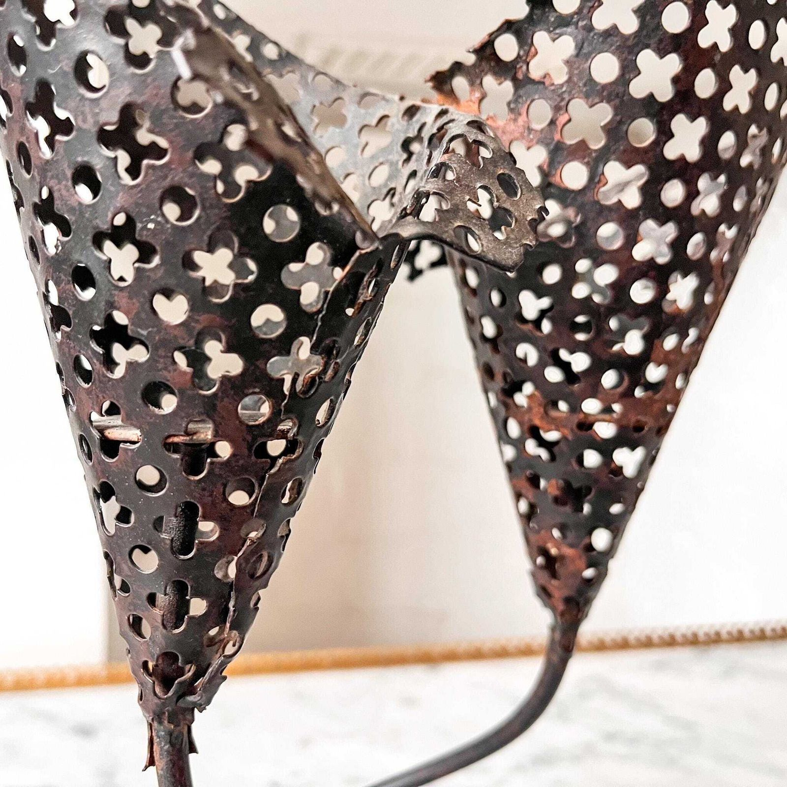 French Mid Century Perforated Metal Candlestick Attributed To Mathieu Matègot photo Home Decor