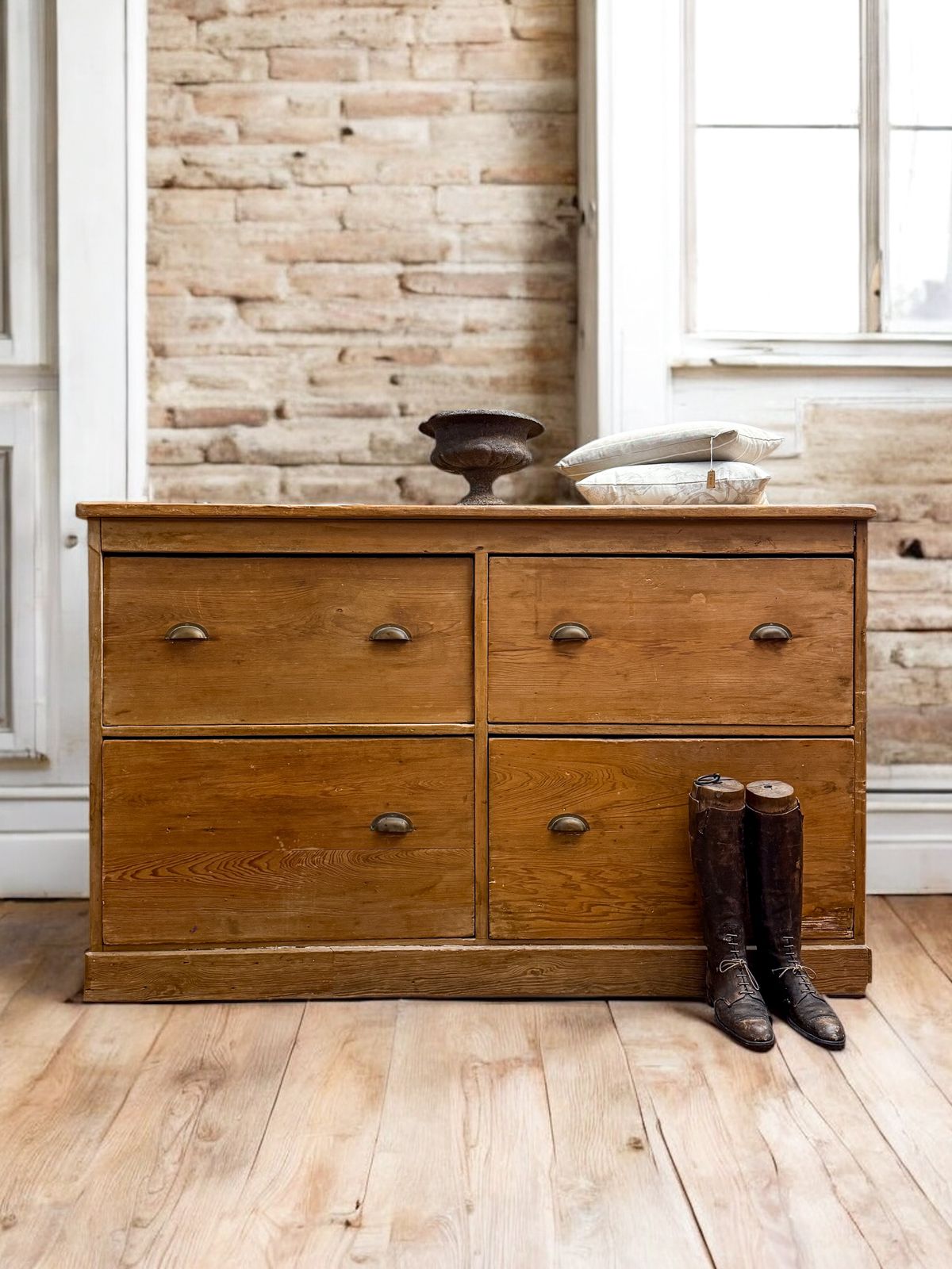 Large Victorian Pine Bank Of Drawers / Haberdashery photo vintage
