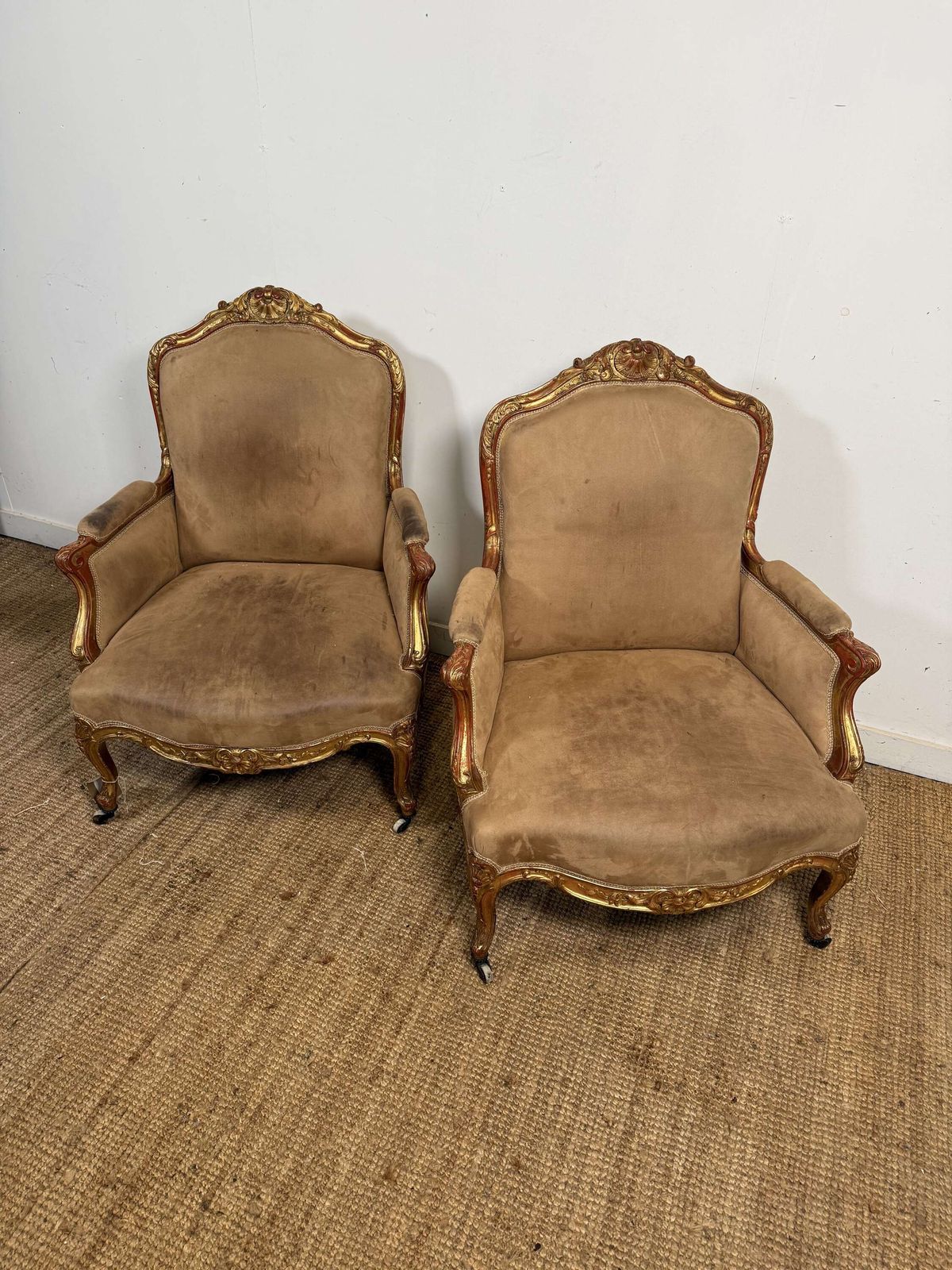 Pair Of Napoleon III Gilded Armchairs