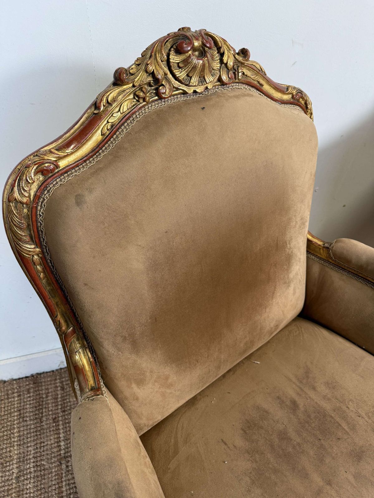 Pair Of Napoleon III Gilded Armchairs photo for sale