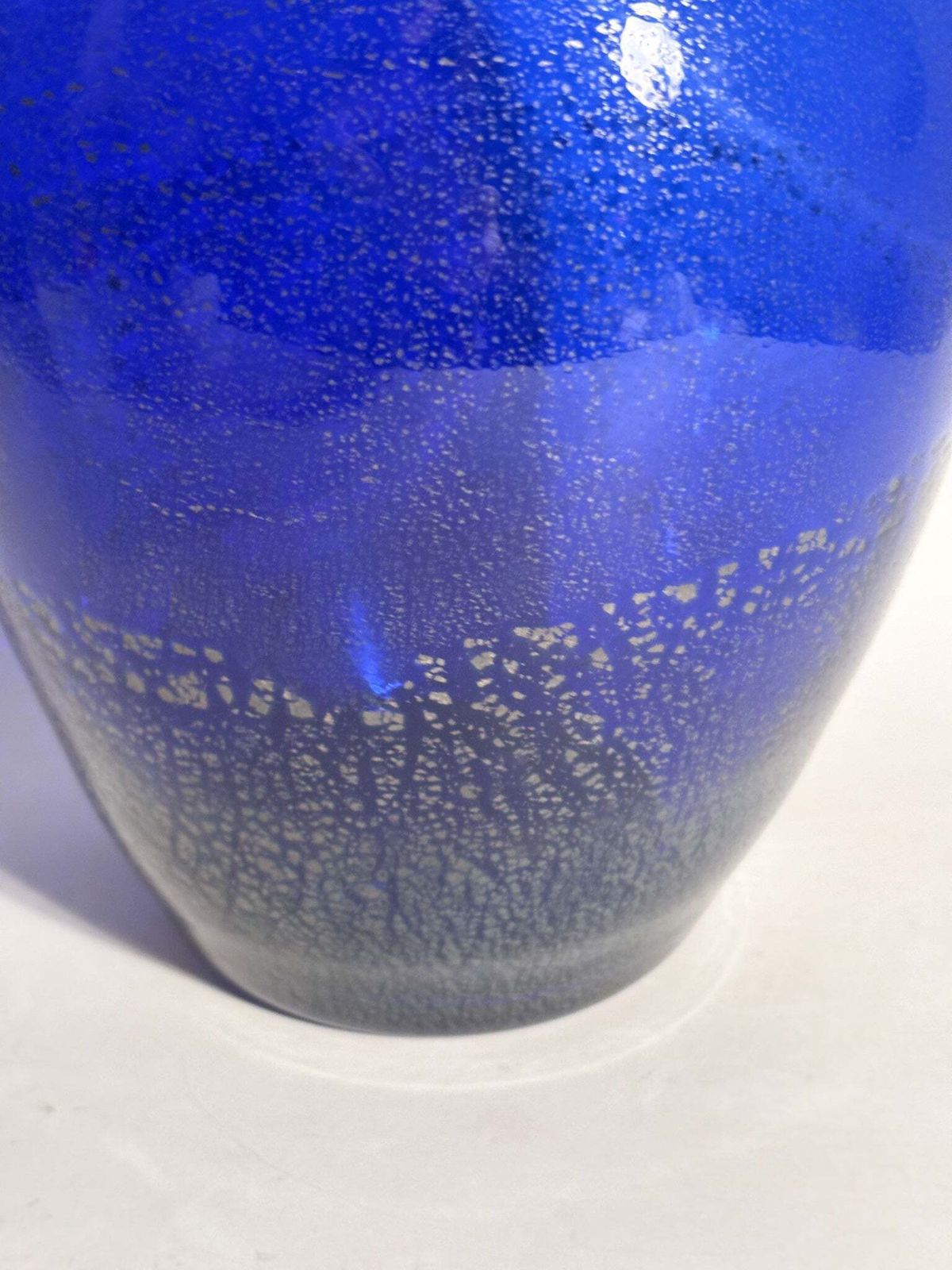 Blue Murano Glass Vase With Silver Inserts, Il Vetro Dei Dogi, 1980s photo Home Decor