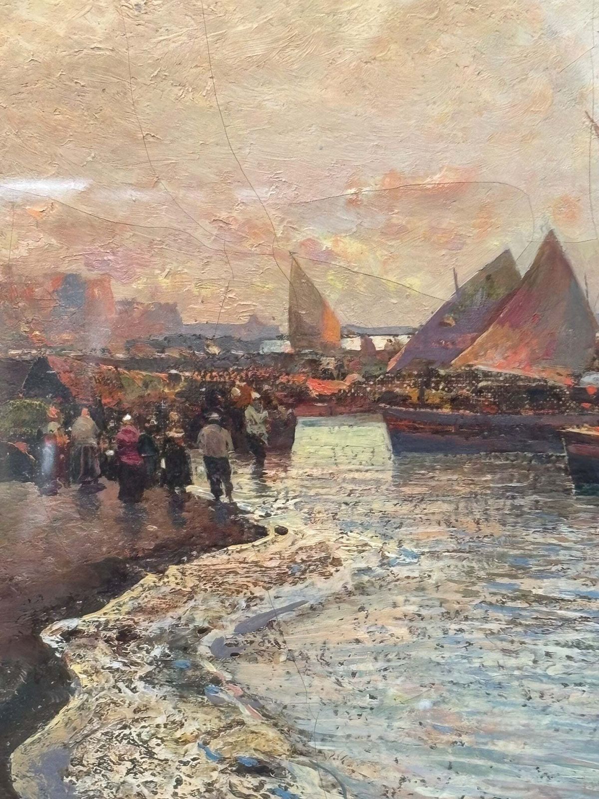 photo furniture Oil Painting On Panel Of Marina By Fausto Pratella, 1950s