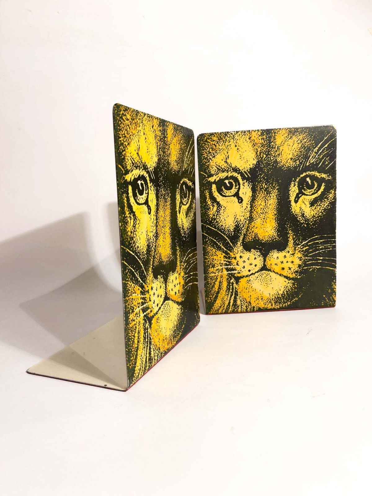 Pair Of Metal Lion And Cat Bookends By Piero Fornasetti, 1960s photo for sale