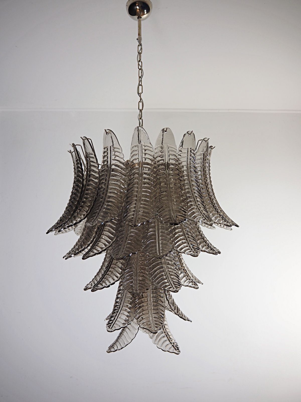 Huge Italian Murano Six Tier Smoked Felci Glass Chandelier