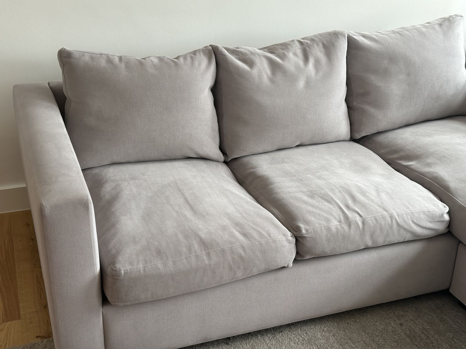 Raft Manhattan 4 Seater Chaise Sofa – Silver Performance Fabric, Reversible Chaise, 227cm Sleeping Length (Photo Included) photo buy