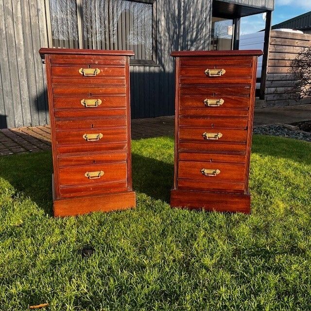 A Pair Of Late Victorian Period Mahogany Bedside Chests.