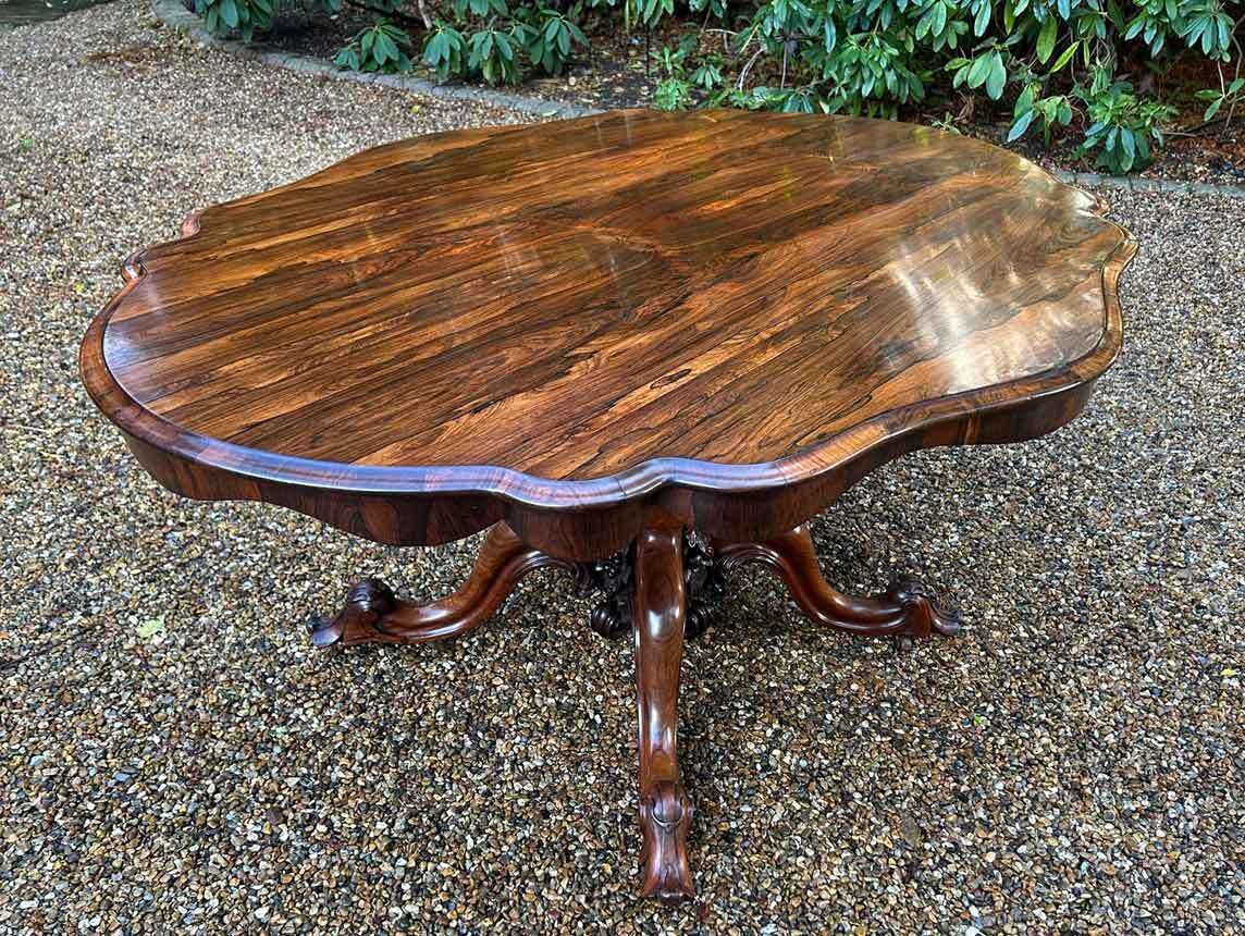 William IV Rosewood Tilt Top Oval Serpentine Dining Table photo buy