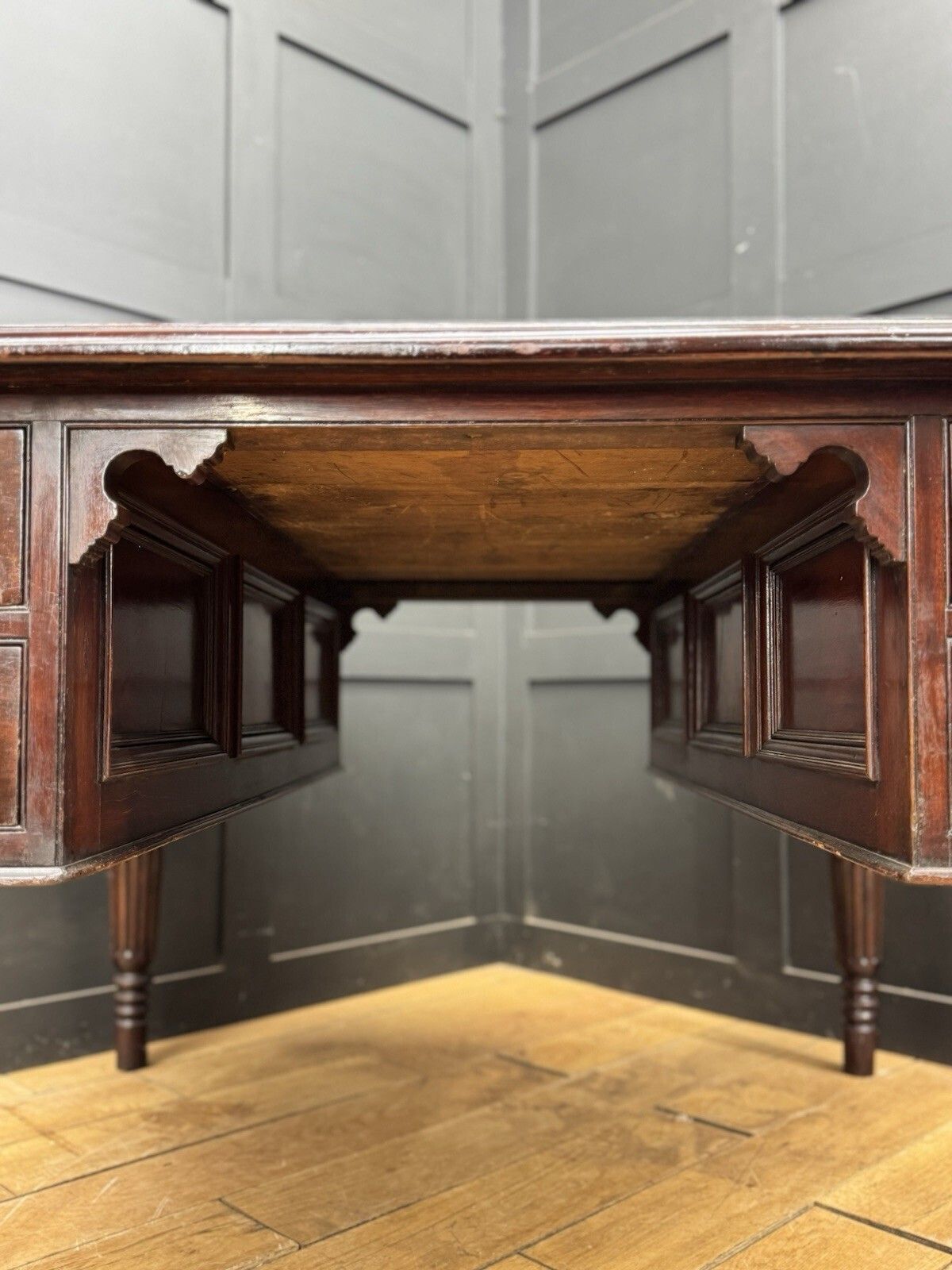 Antique Mahogany Partners Desk – Leather Top, Drawers Both Sides / Office Study photo Furniture
