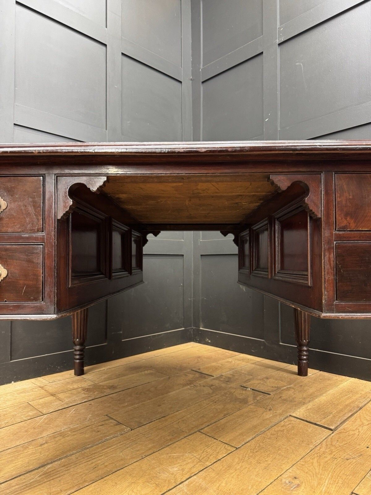 Antique Mahogany Partners Desk – Leather Top, Drawers Both Sides / Office Study photo buy