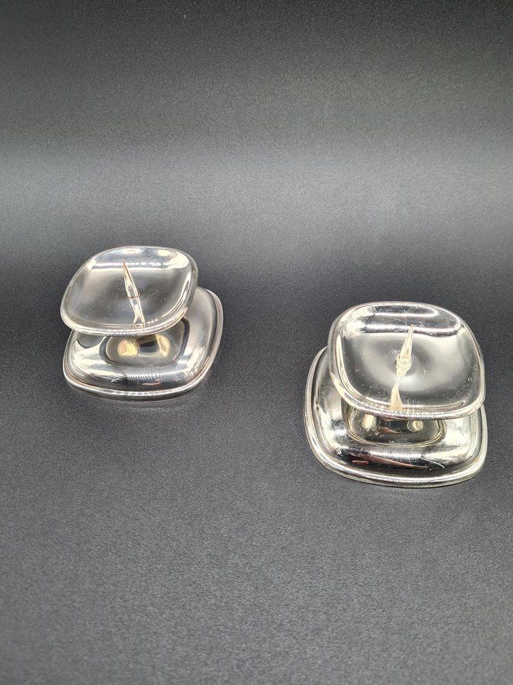 Mid Century Modern Candlesticks In Chrome Plated Metal From Wmf, 1950s 1960s, Set Of 2 photo for sale