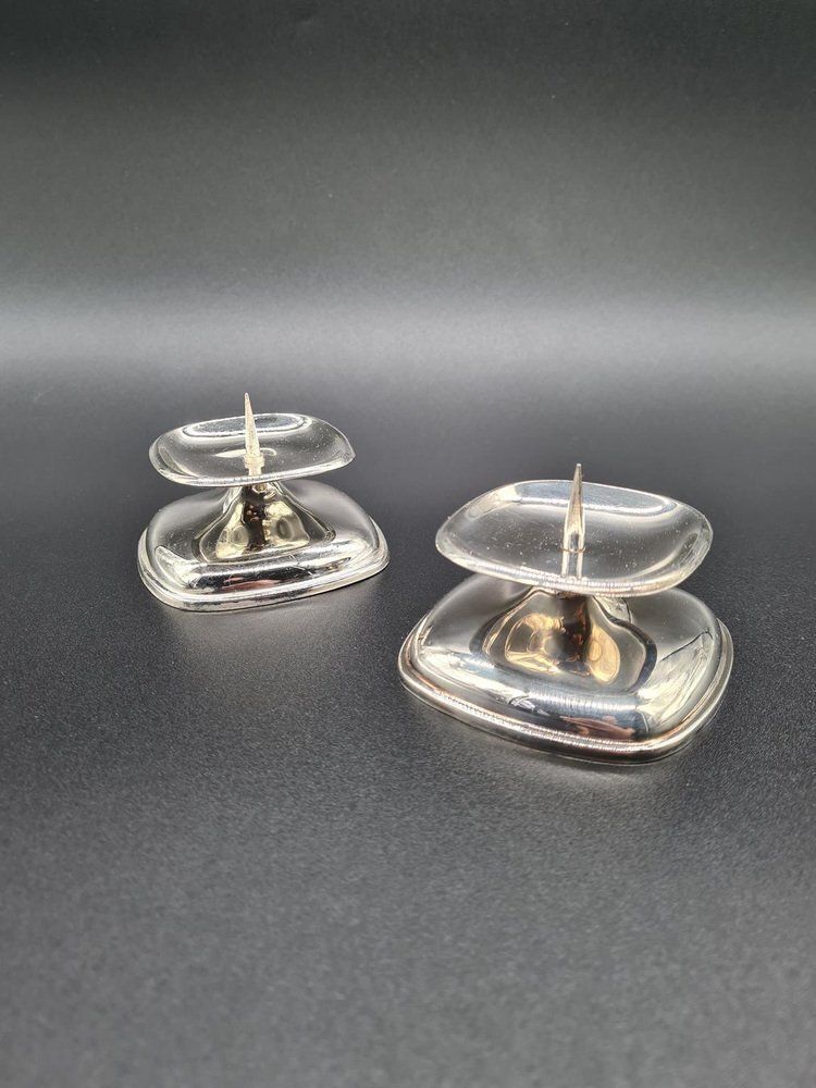 Mid Century Modern Candlesticks In Chrome Plated Metal From Wmf, 1950s 1960s, Set Of 2 photo vinterior