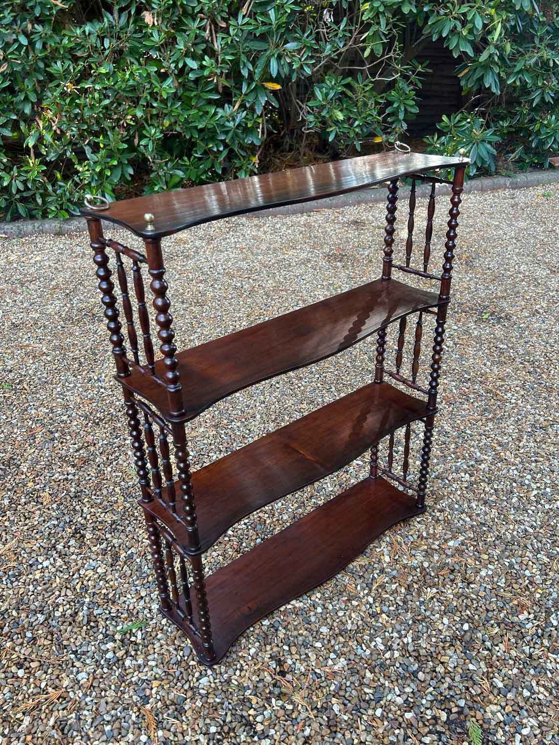 19th Century Victorian Rosewood Hanging Three Tier Book Shelf photo furniture