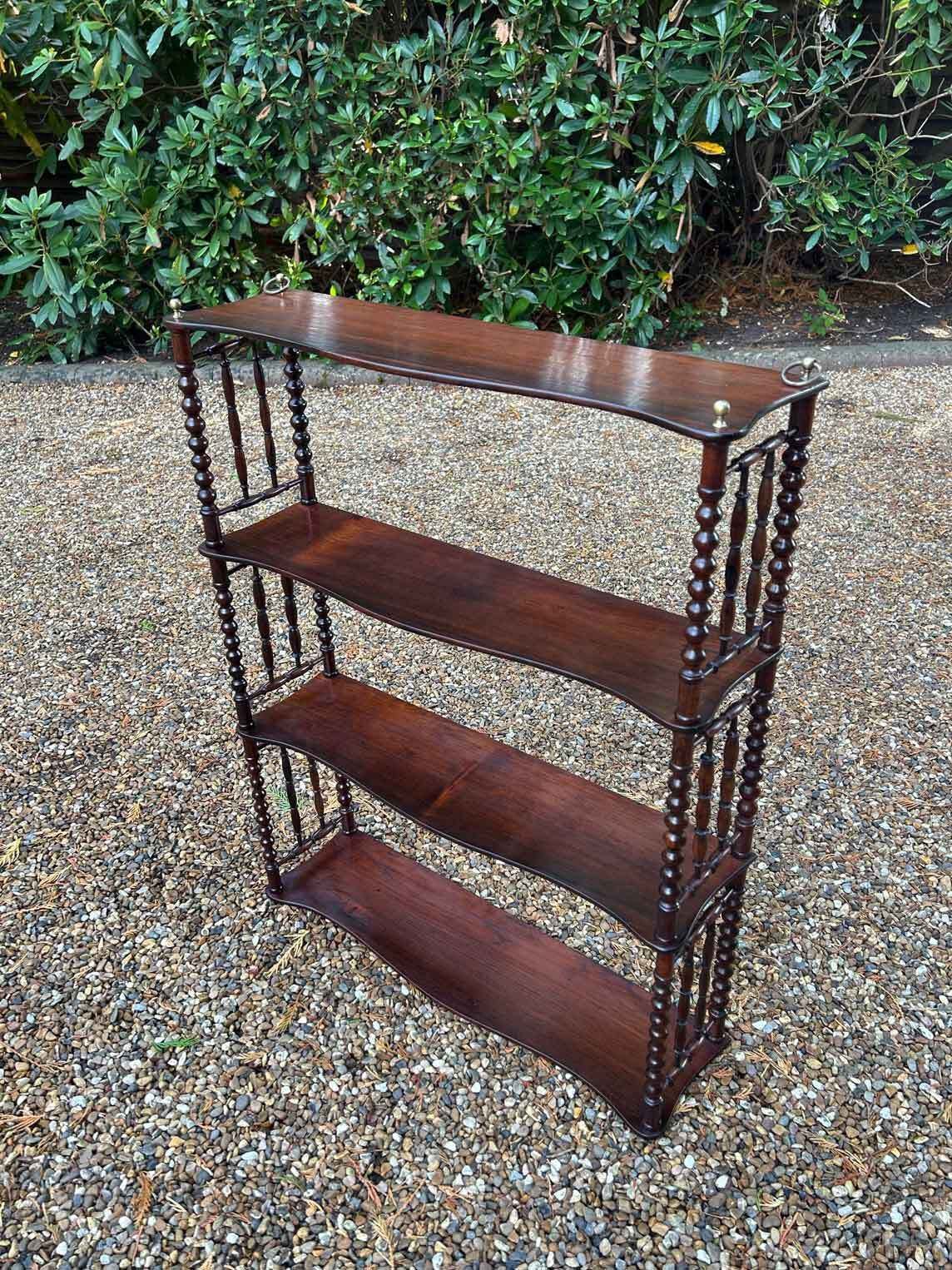 19th Century Victorian Rosewood Hanging Three Tier Book Shelf photo for sale