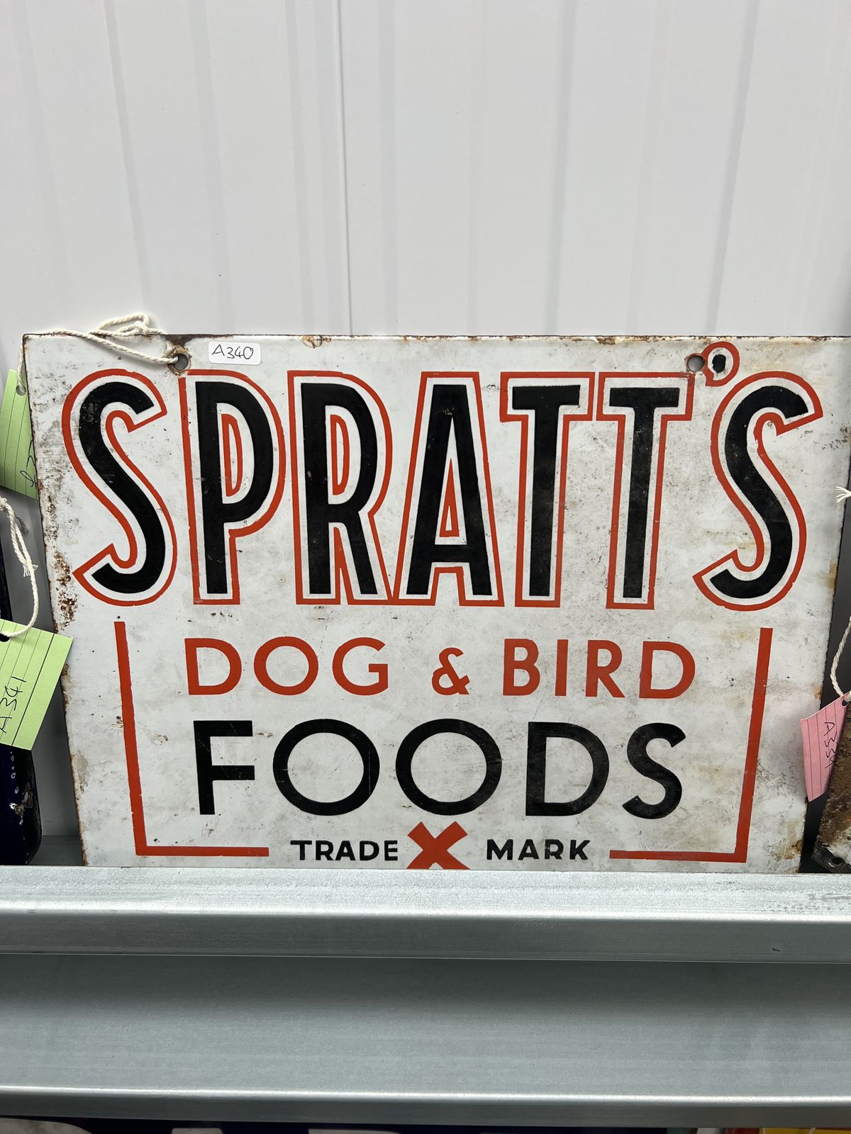 Spratts Dog & Bird Food Vintage Enamel Sign