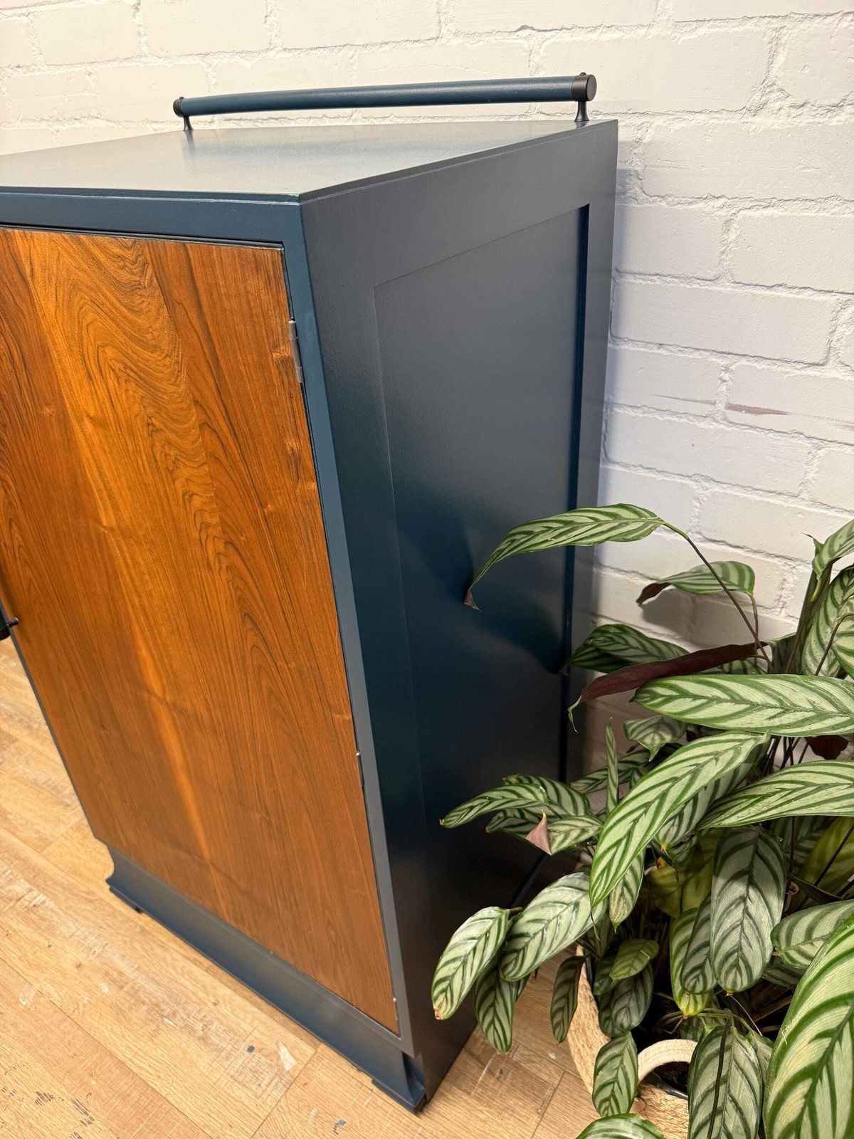 Art Deco Walnut Veneer Cupboard – Painted In Farrow & Ball Hague Blue photo Furniture