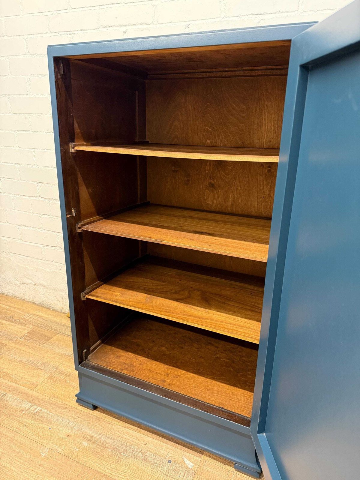 photo furniture Art Deco Walnut Veneer Cupboard – Painted In Farrow & Ball Hague Blue