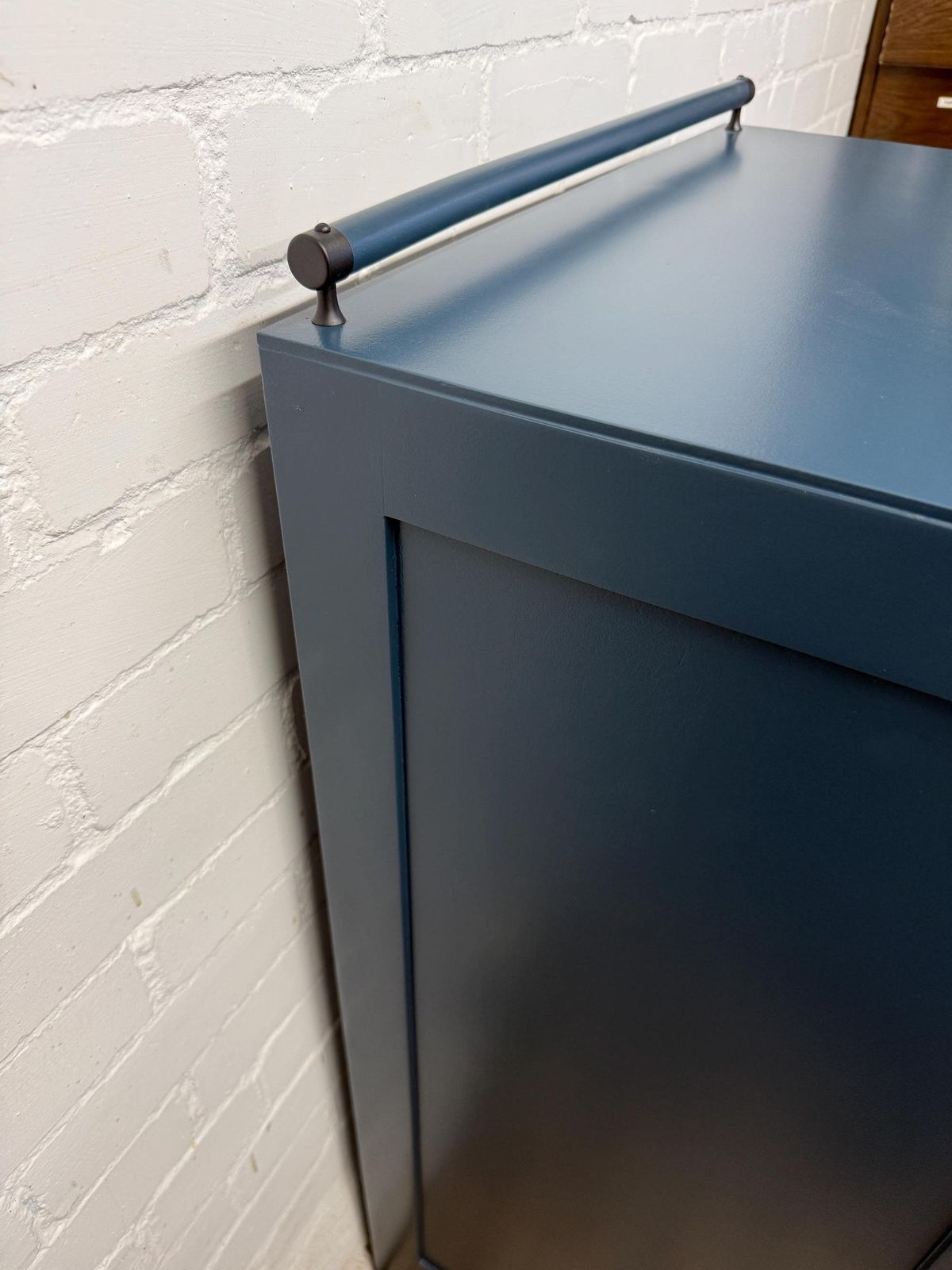 photo for sale Art Deco Walnut Veneer Cupboard – Painted In Farrow & Ball Hague Blue