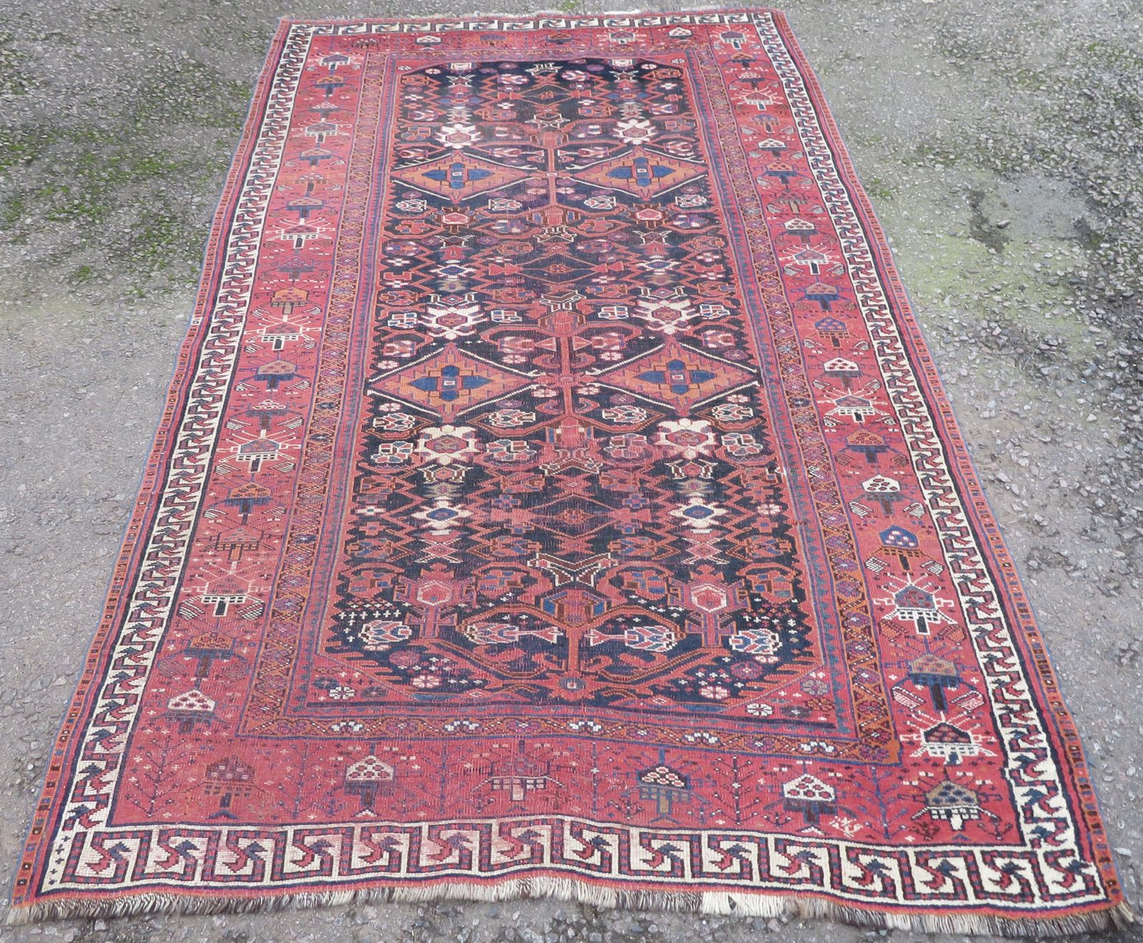 Rare Antique Bakhtiari Tribal Village Carpet. 300cm X 169cm.