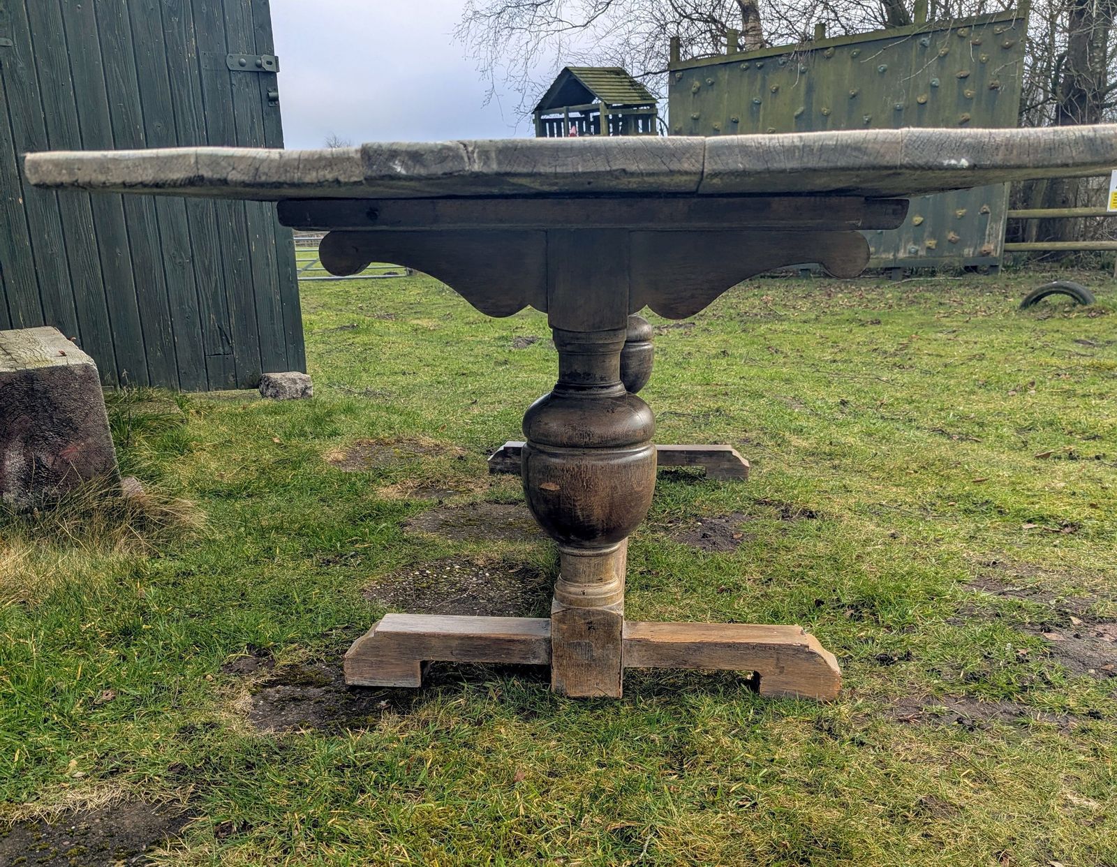 Furniture Vintage Extra Large Pine Refectory Table,  Shaped Legs Delivery Available 0009. photo