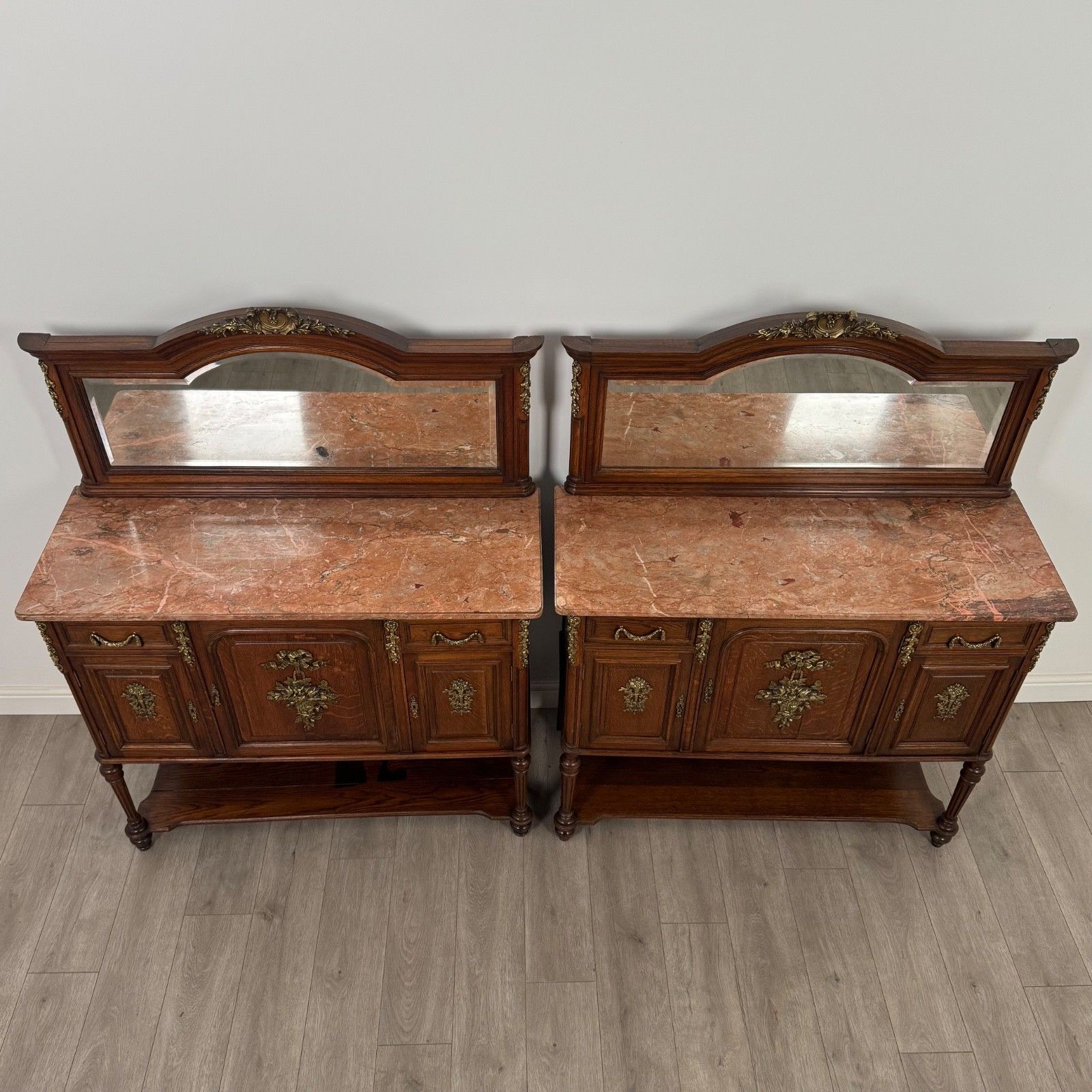 4950.0 Antique 19th Century French Pair Of Marble Top Cabinets photo