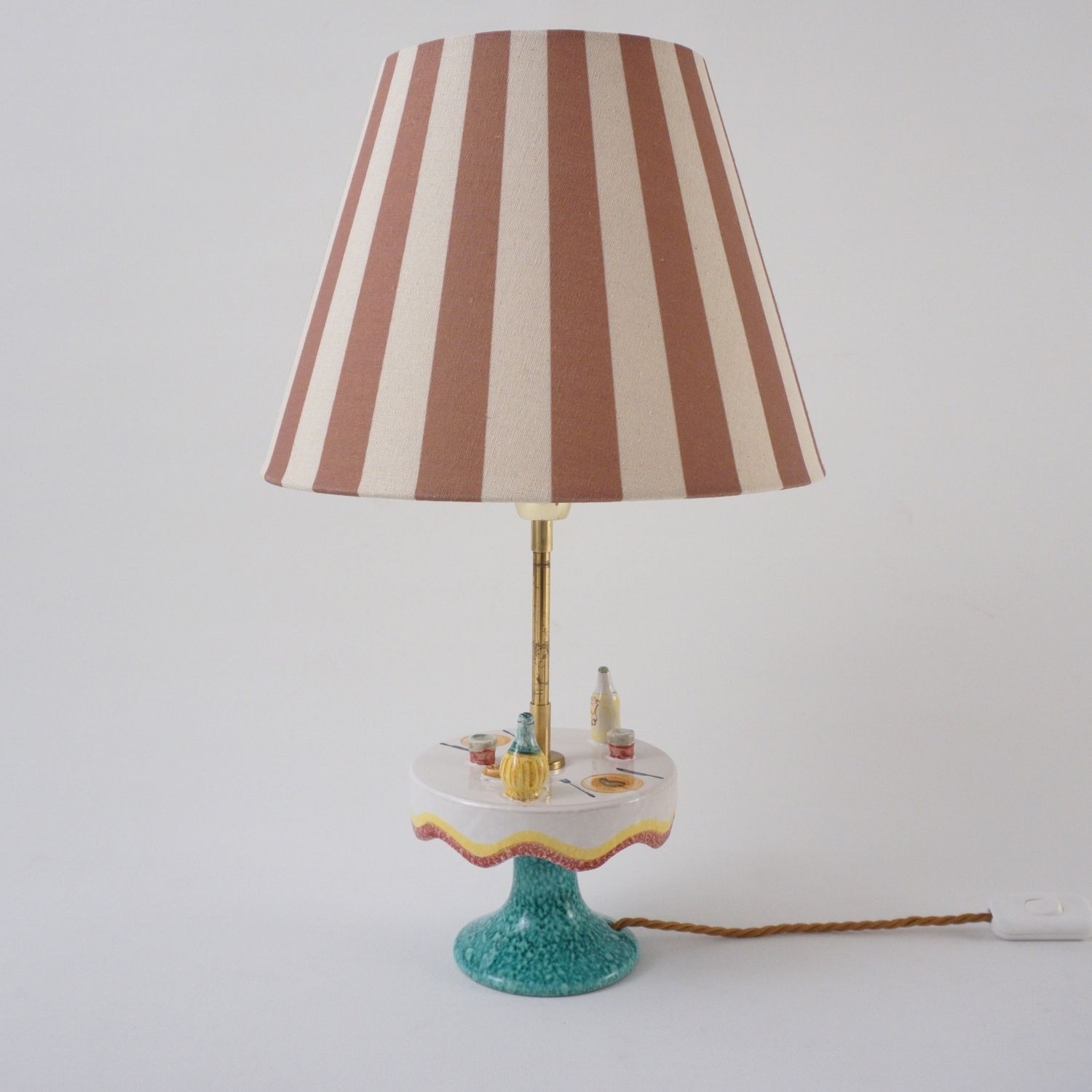 Vintage Mid Century Florentine Ceramic Table Lamp By Maf (Manifattura Artistica Fiorentina), 1950`s Ca, Italian   Rewired photo vinterior