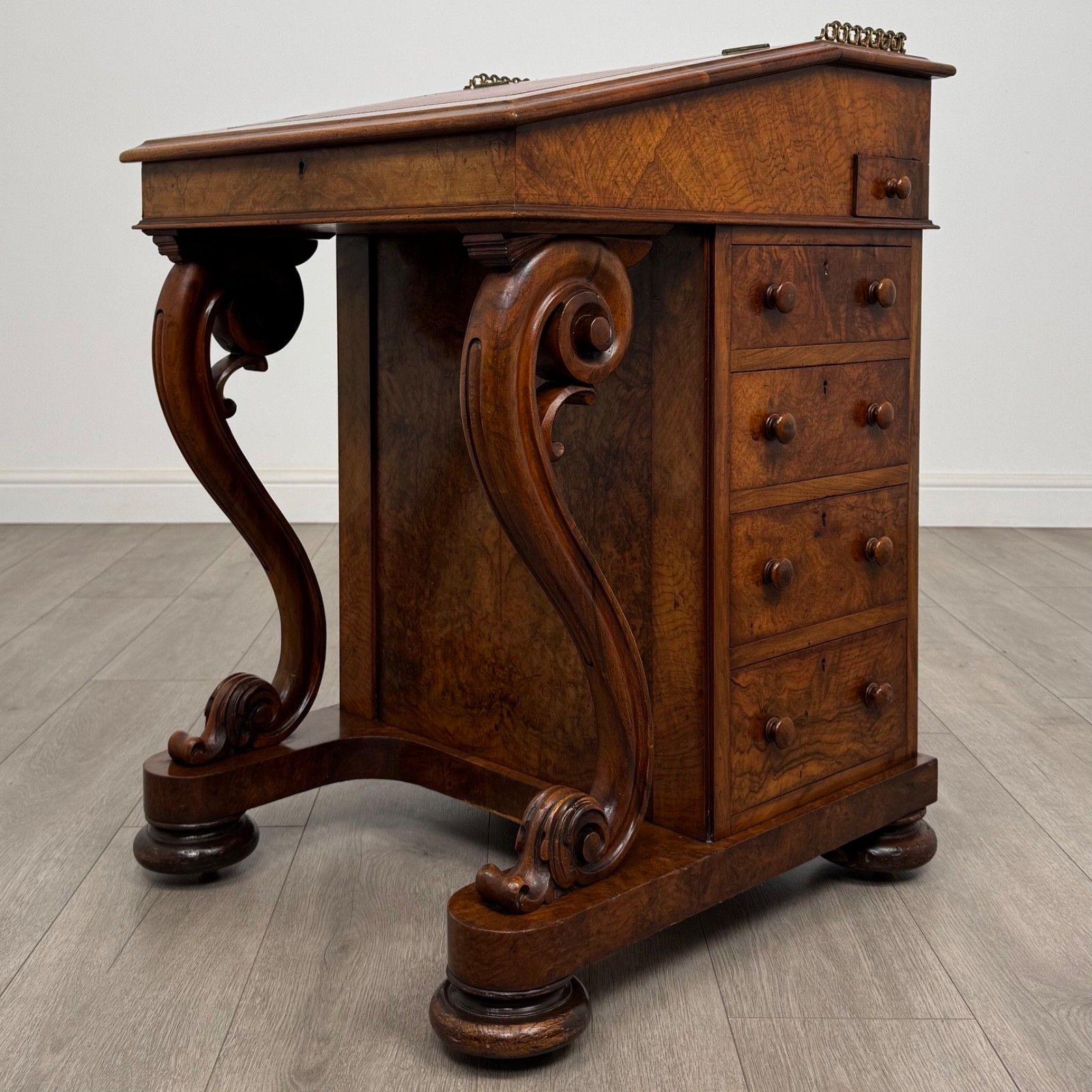 Antique 19th Century Fine Quality Burr Walnut Davenport Desk