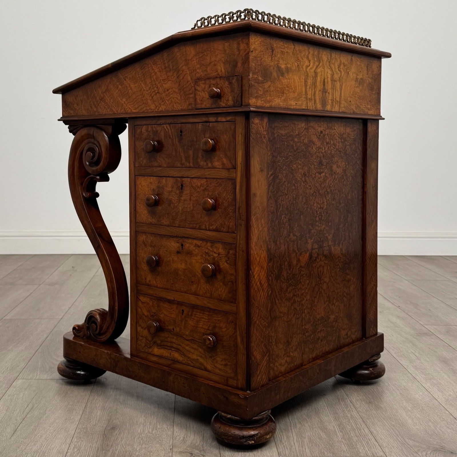 Antique 19th Century Fine Quality Burr Walnut Davenport Desk photo Furniture