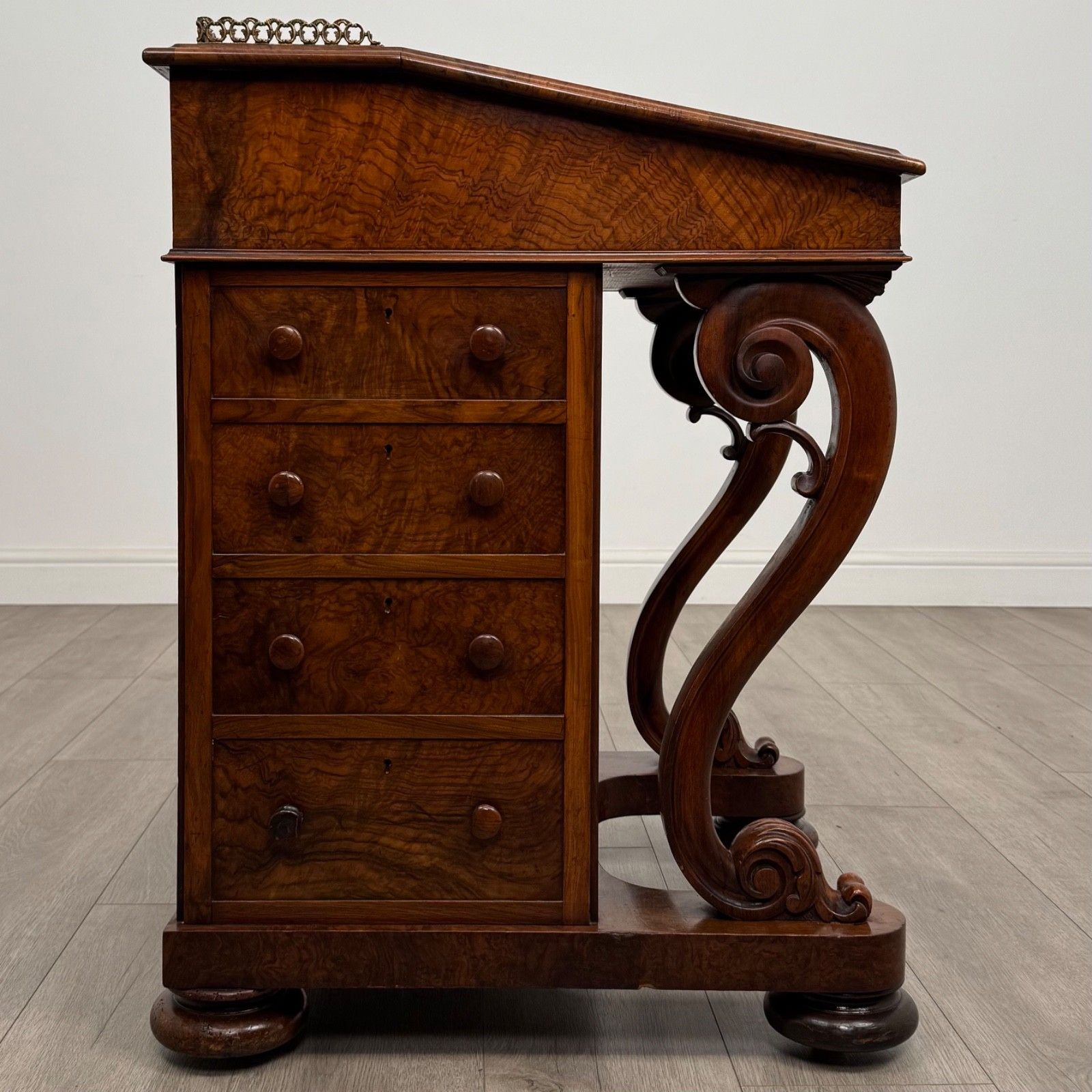 Antique 19th Century Fine Quality Burr Walnut Davenport Desk photo buy