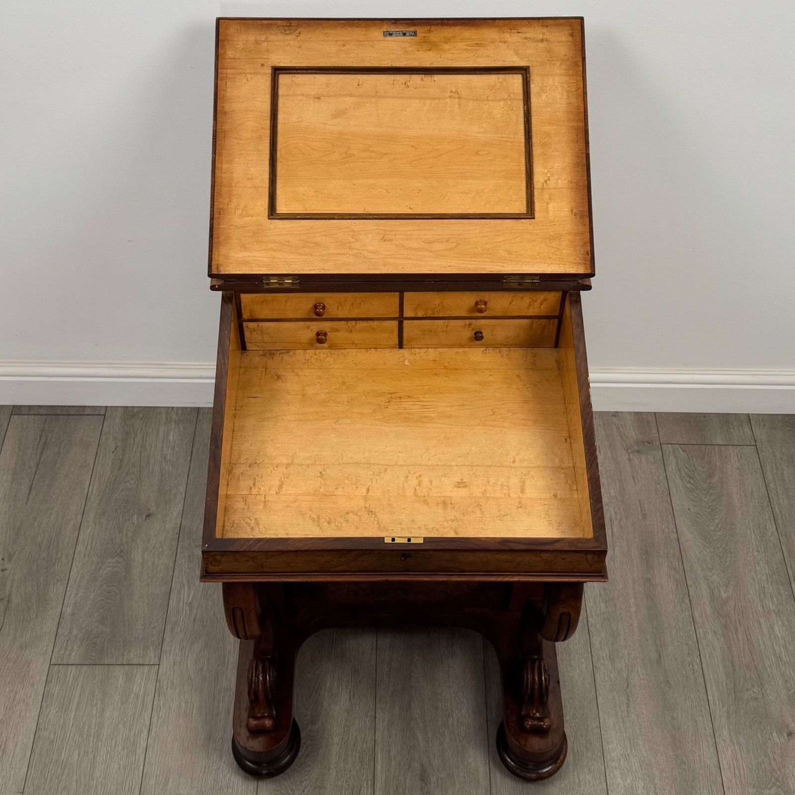 Furniture Antique 19th Century Fine Quality Burr Walnut Davenport Desk photo