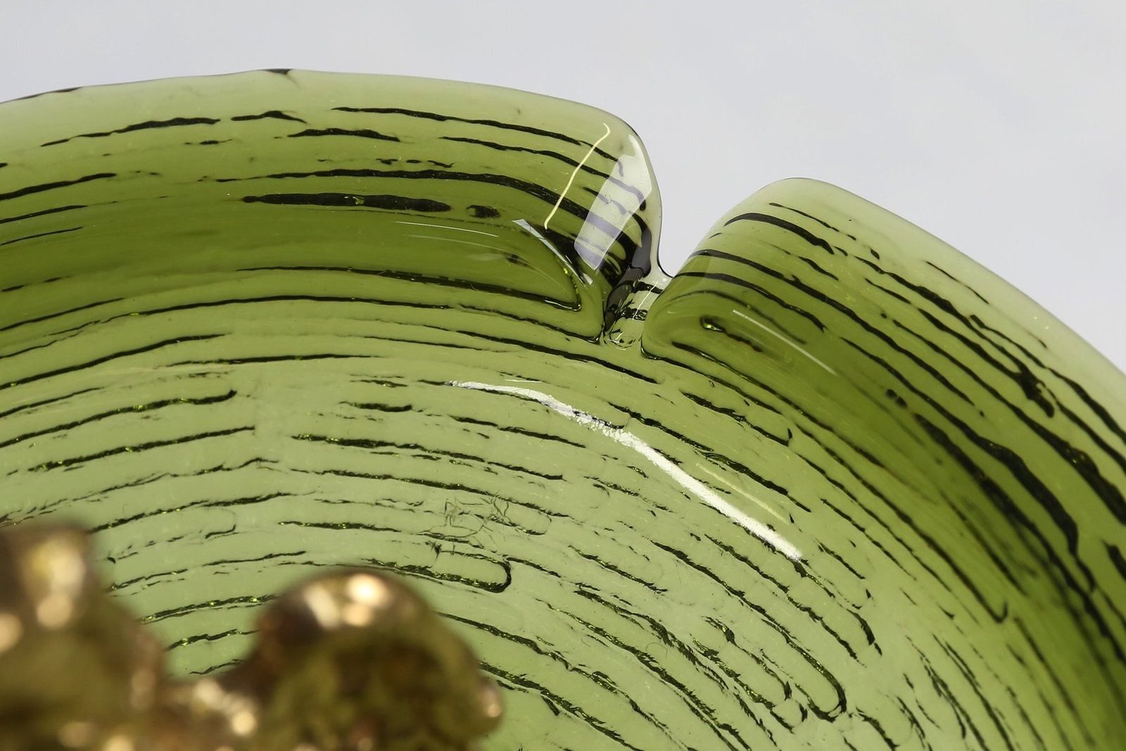 Sculptural Green Glass And Metal Ashtray With Fish And Eagle Motifs, Belgium, 1970s photo vinterior