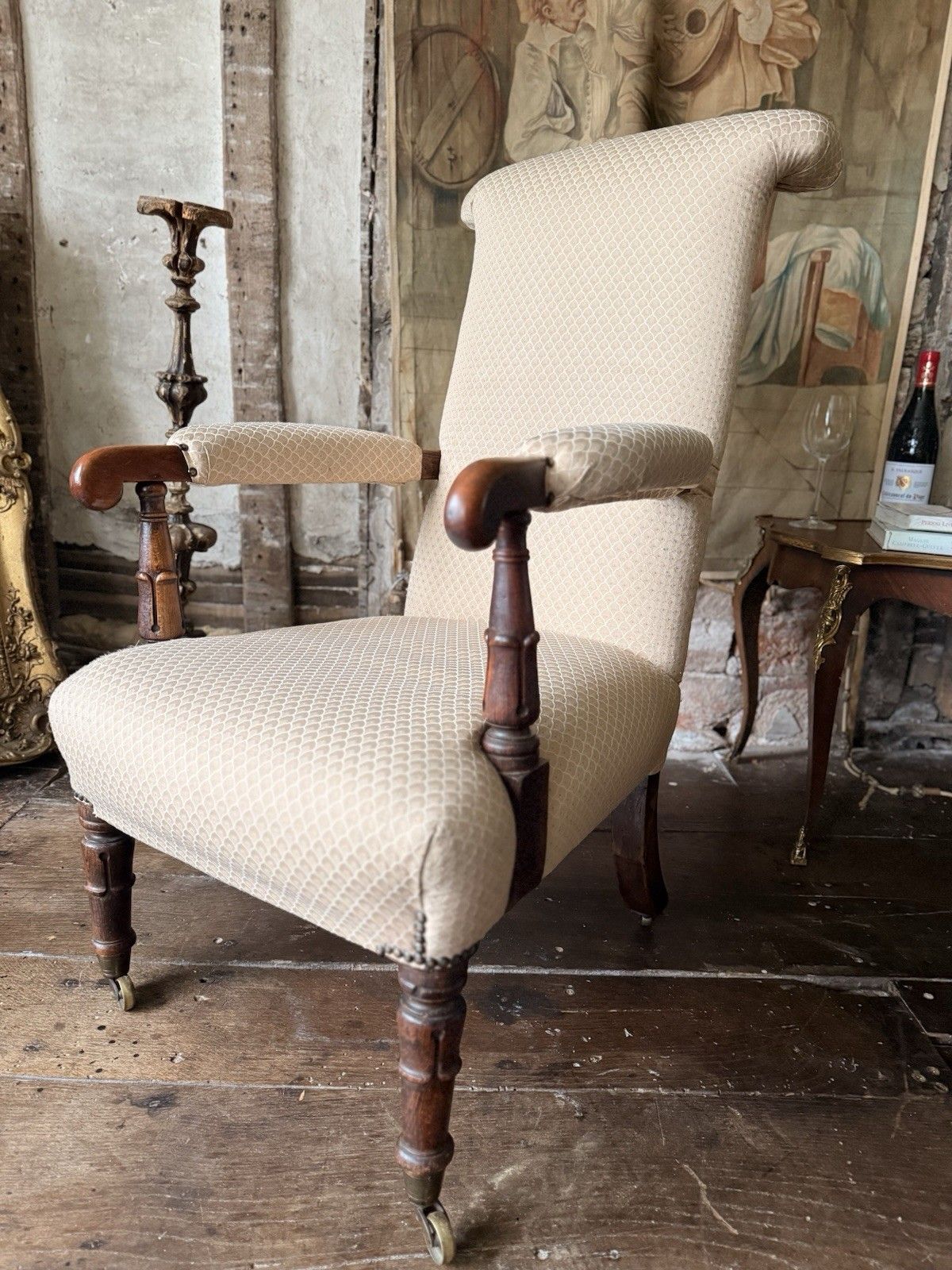 Antique William IV Rosewood Preux Deux Fireplace Libarary Reading Armchair Chair photo Furniture