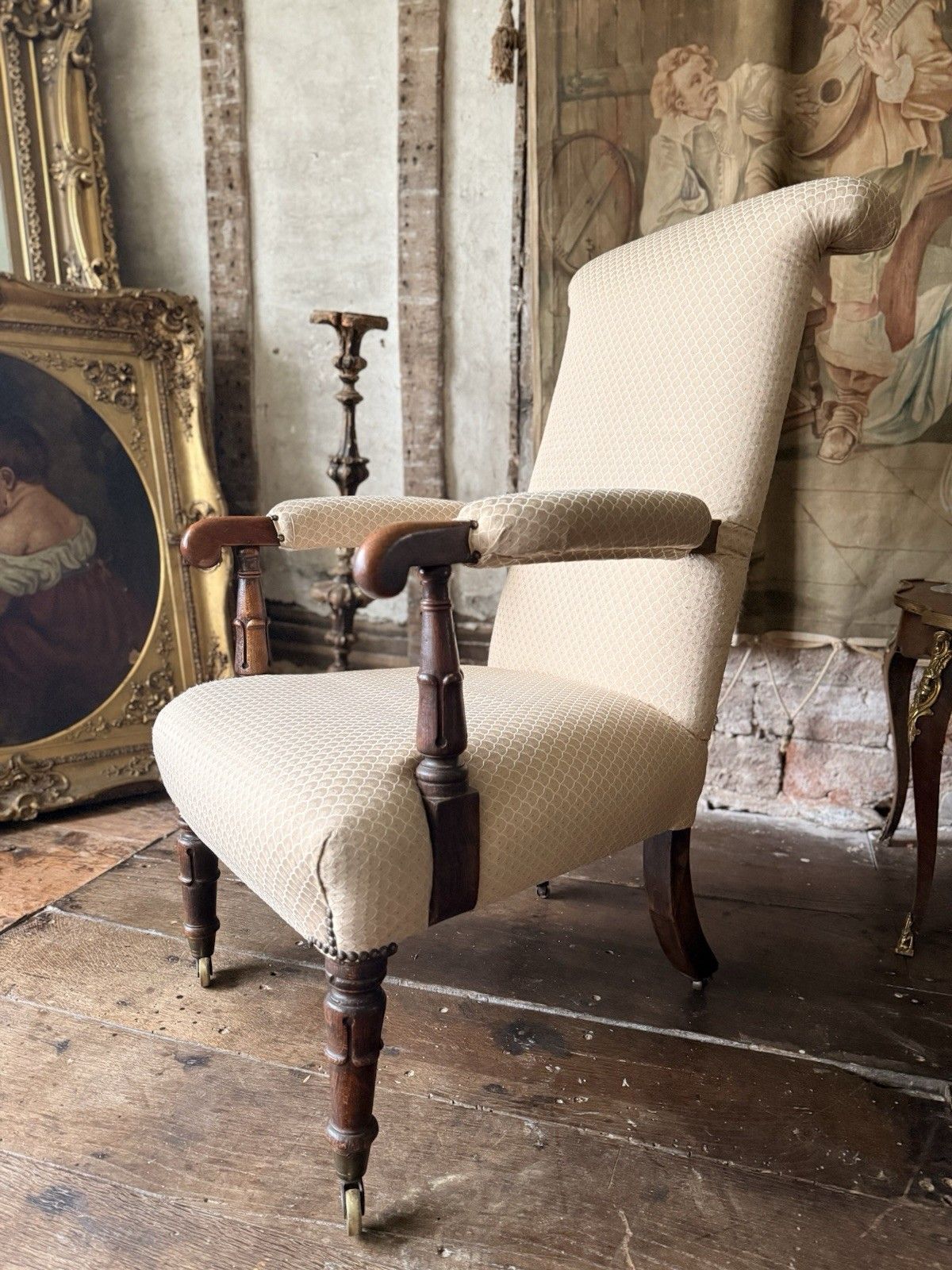 Antique William IV Rosewood Preux Deux Fireplace Libarary Reading Armchair Chair photo 449.0
