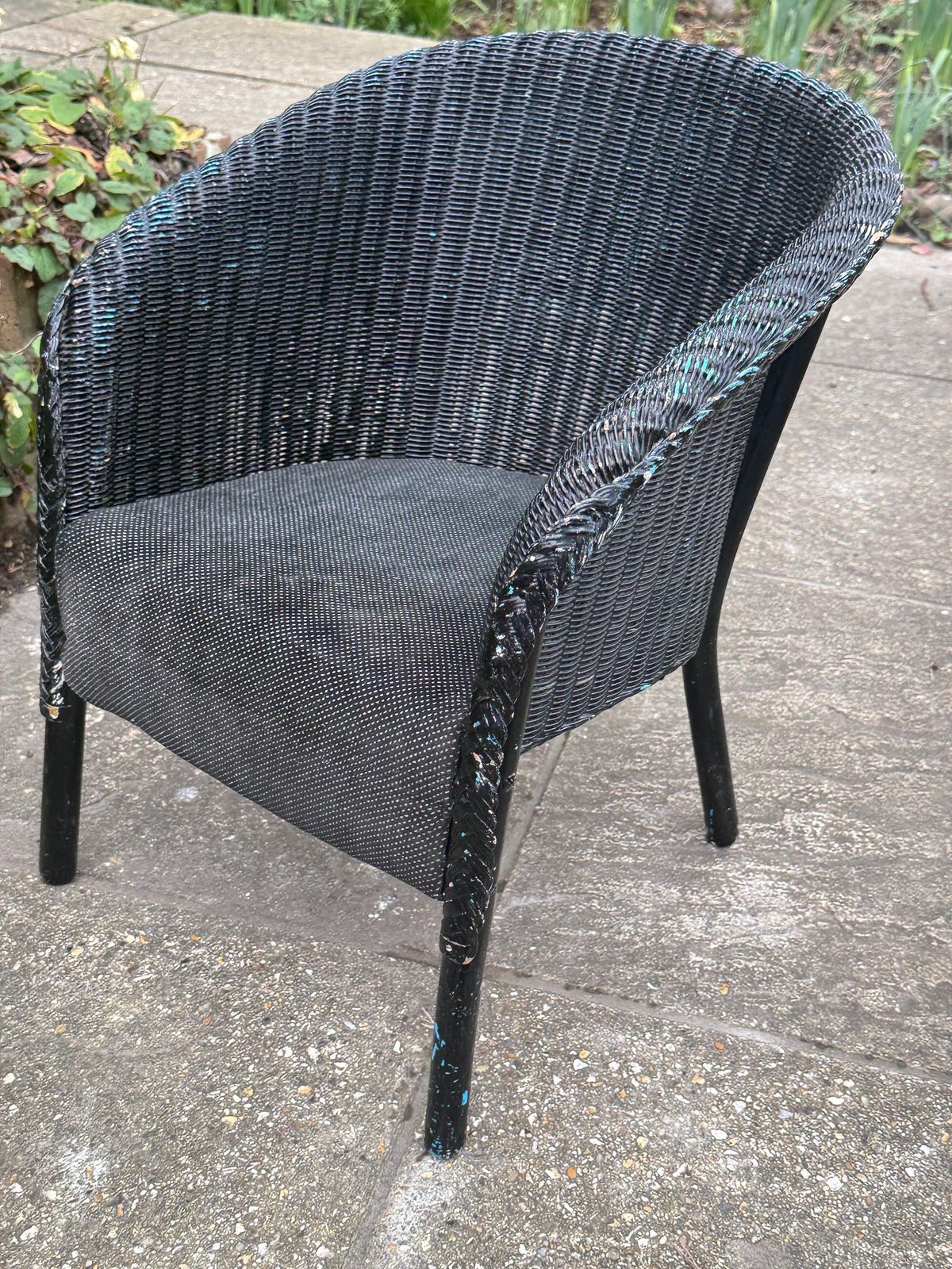 Vintage Child’s Lloyd Loom–Style Tub Chair, Mid Century Woven Fibre Chair, C.1950s photo vintage
